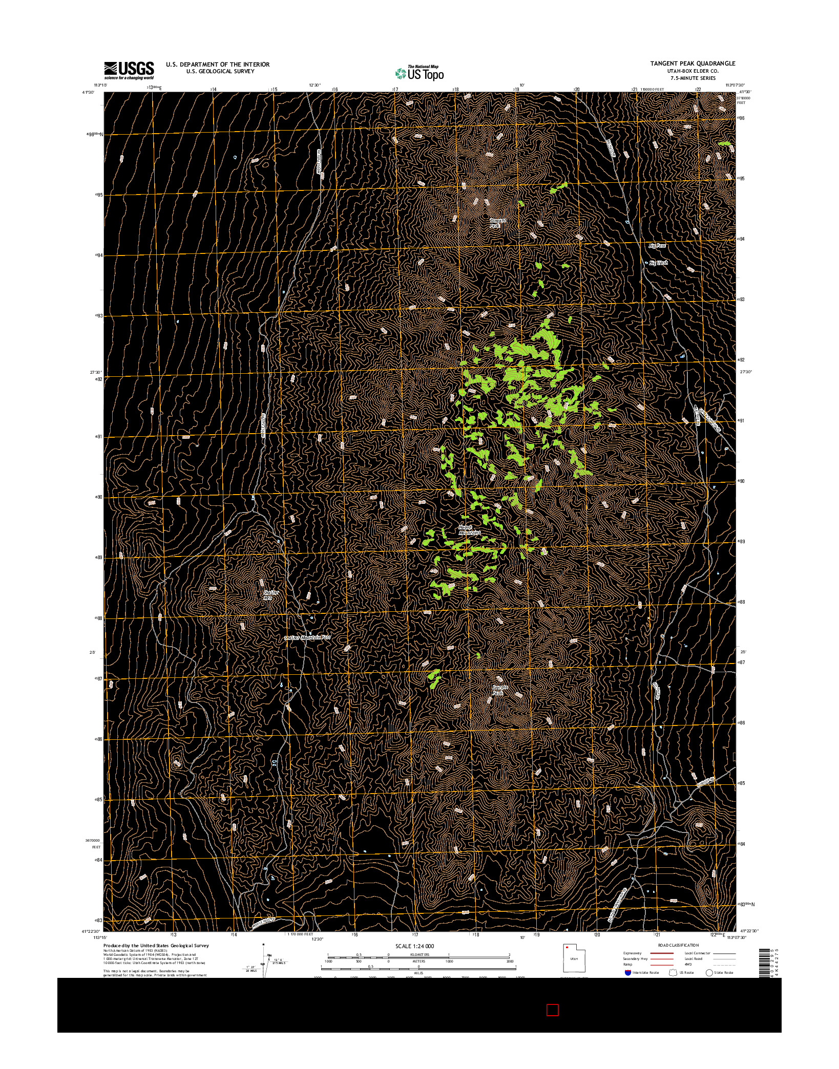 USGS US TOPO 7.5-MINUTE MAP FOR TANGENT PEAK, UT 2017