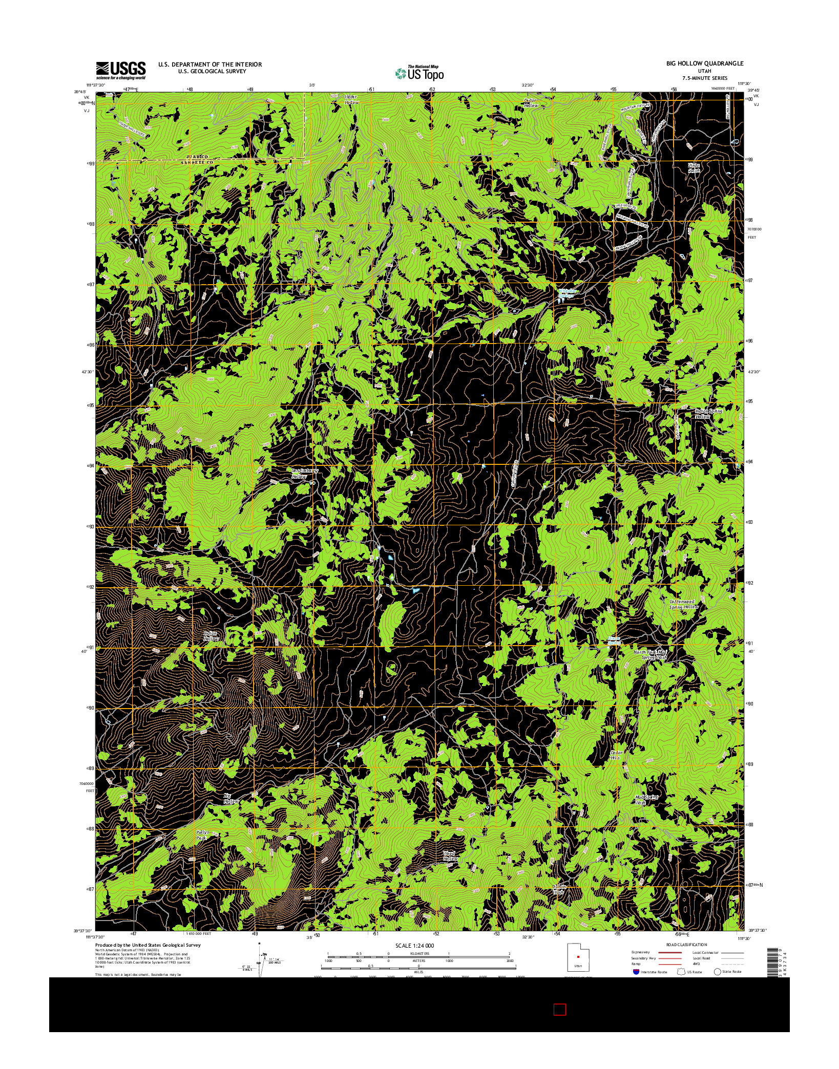 USGS US TOPO 7.5-MINUTE MAP FOR BIG HOLLOW, UT 2017