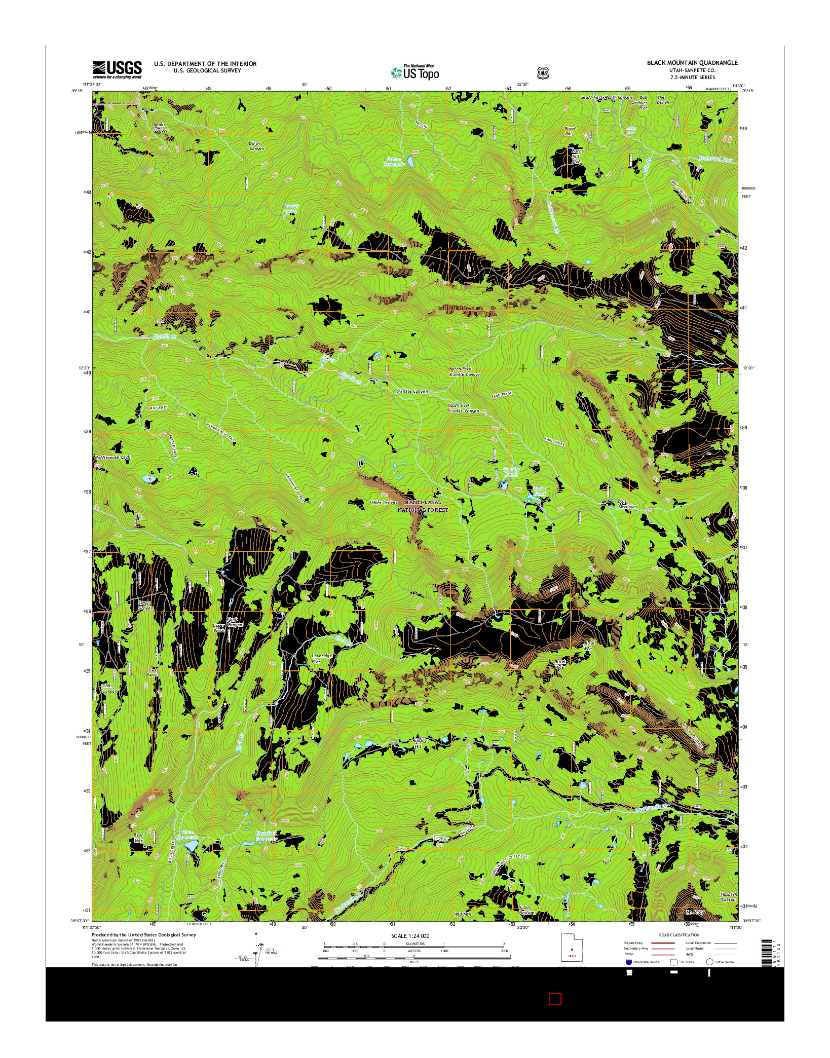 USGS US TOPO 7.5-MINUTE MAP FOR BLACK MOUNTAIN, UT 2017