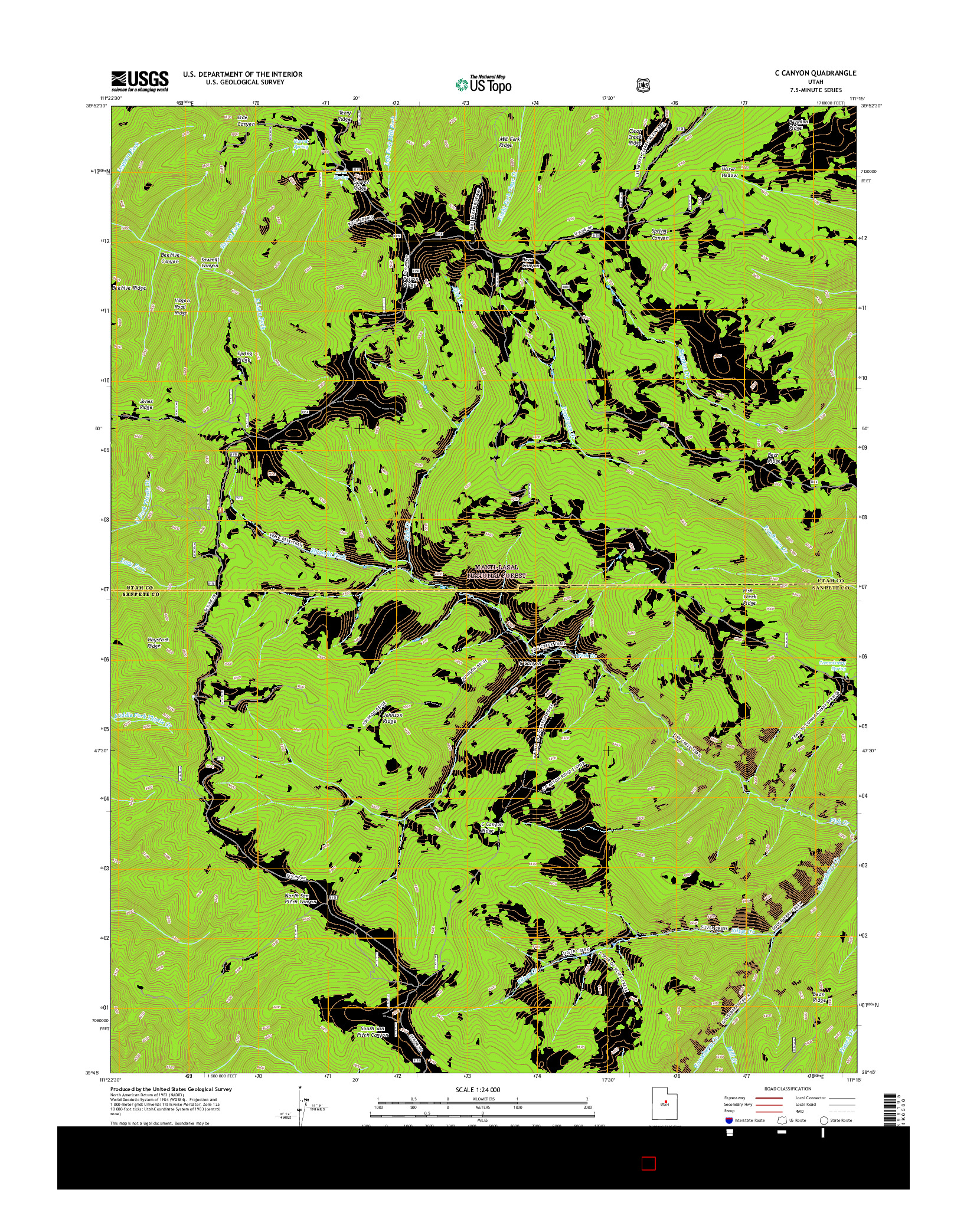 USGS US TOPO 7.5-MINUTE MAP FOR C CANYON, UT 2017