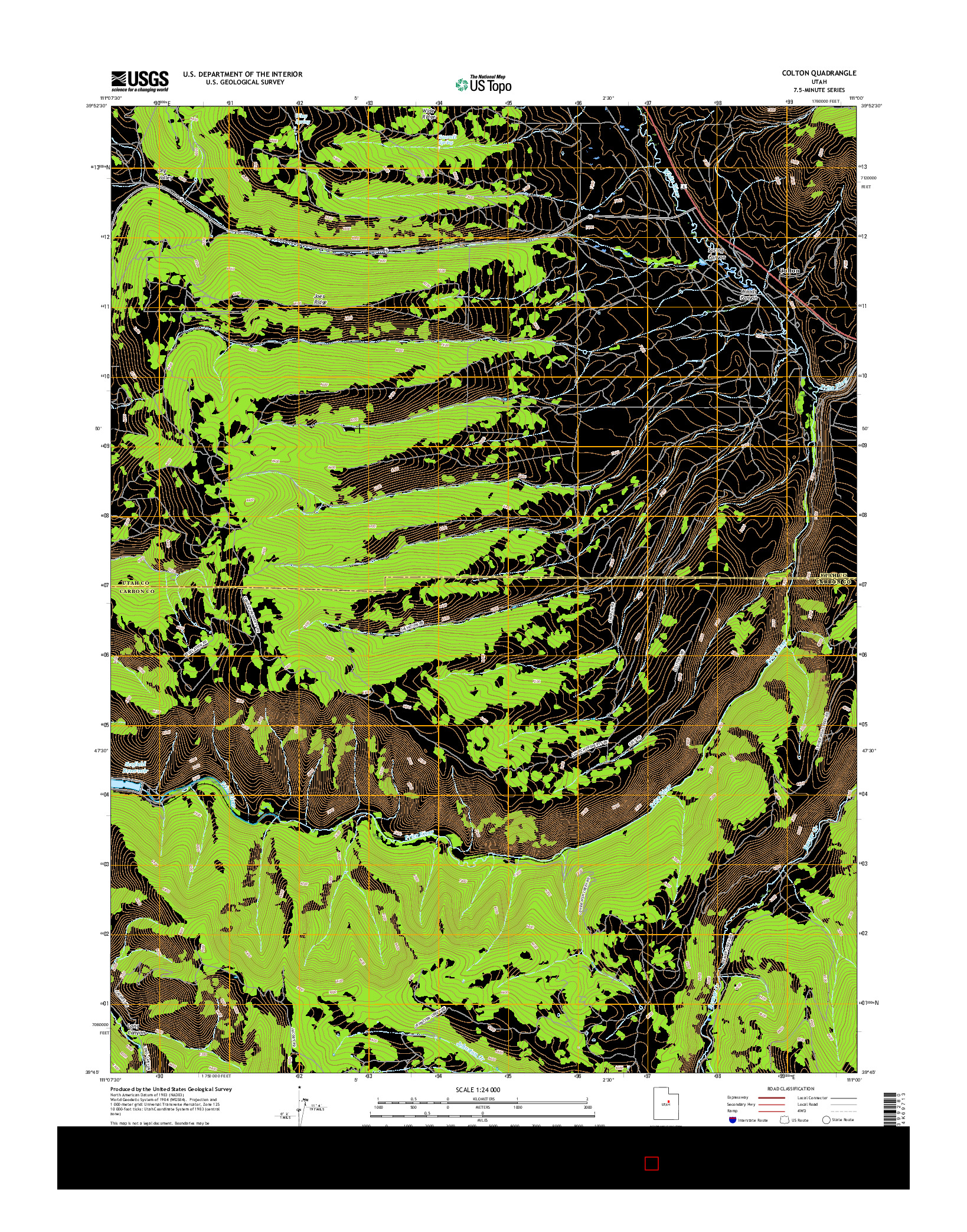 USGS US TOPO 7.5-MINUTE MAP FOR COLTON, UT 2017