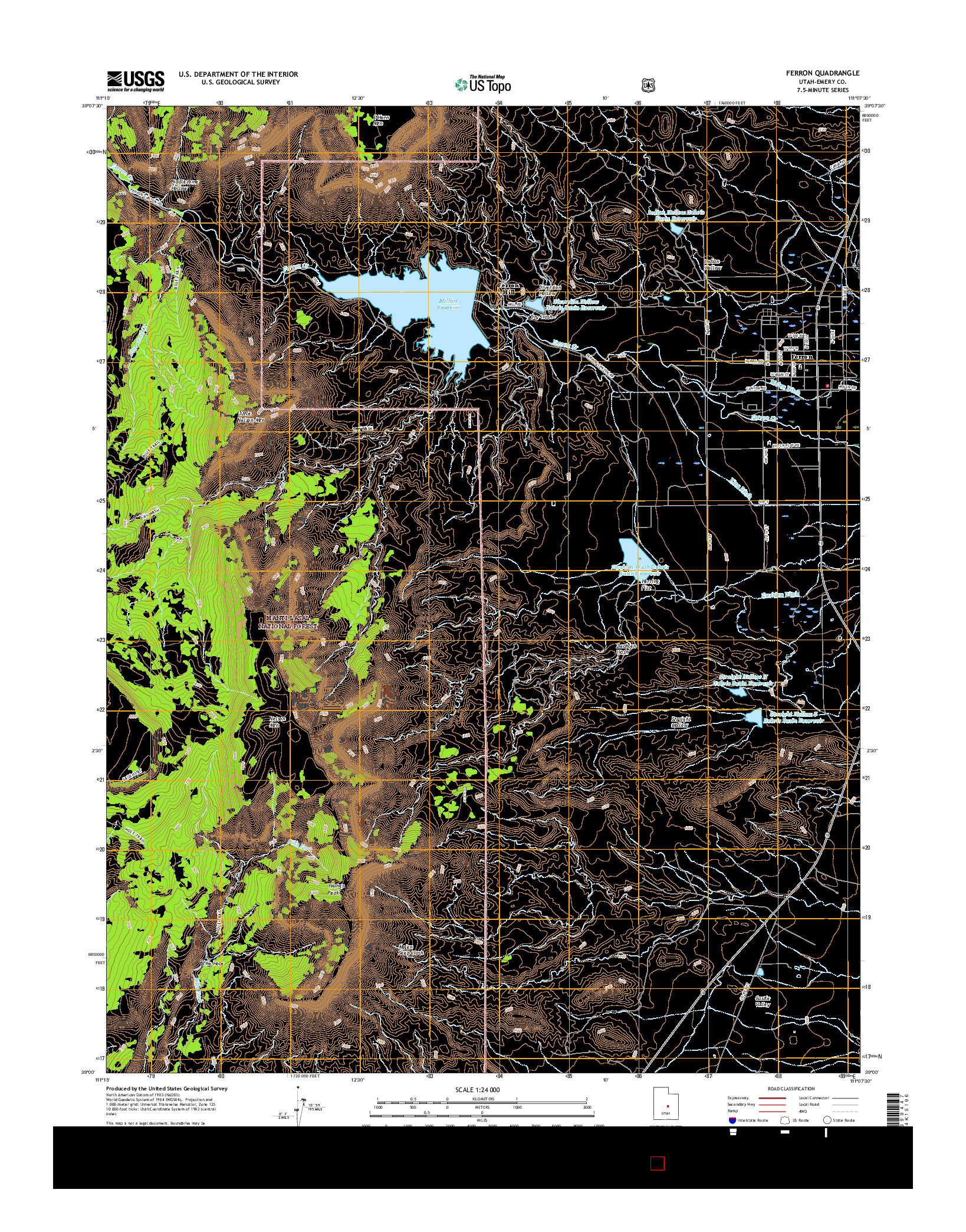 USGS US TOPO 7.5-MINUTE MAP FOR FERRON, UT 2017