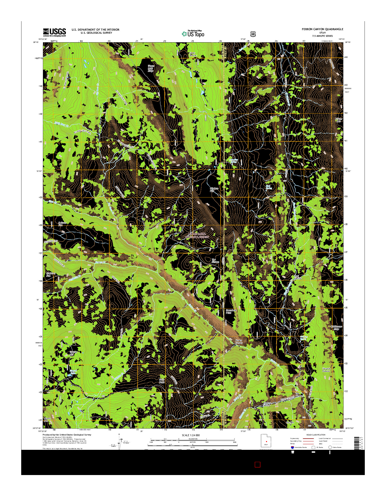 USGS US TOPO 7.5-MINUTE MAP FOR FERRON CANYON, UT 2017