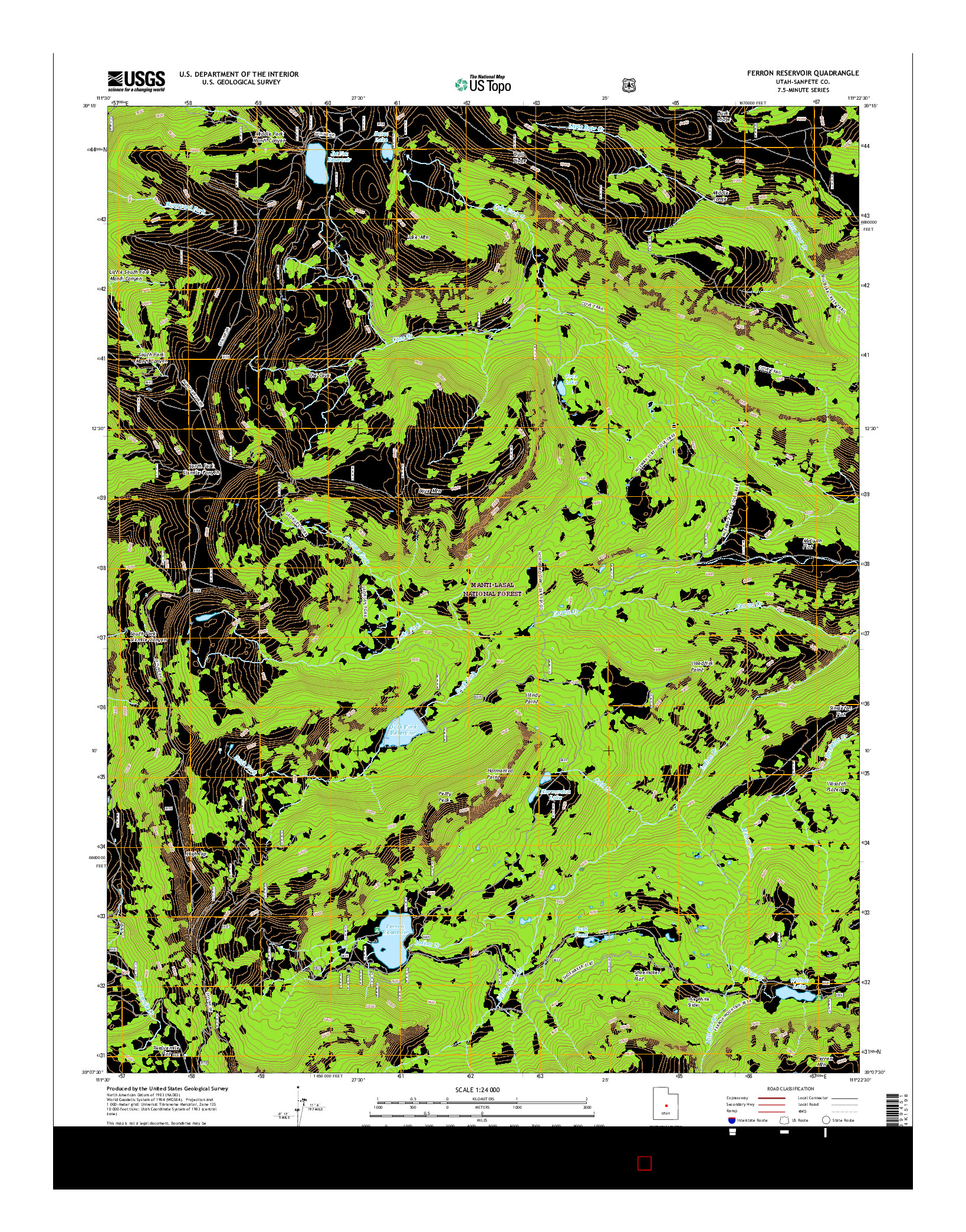 USGS US TOPO 7.5-MINUTE MAP FOR FERRON RESERVOIR, UT 2017