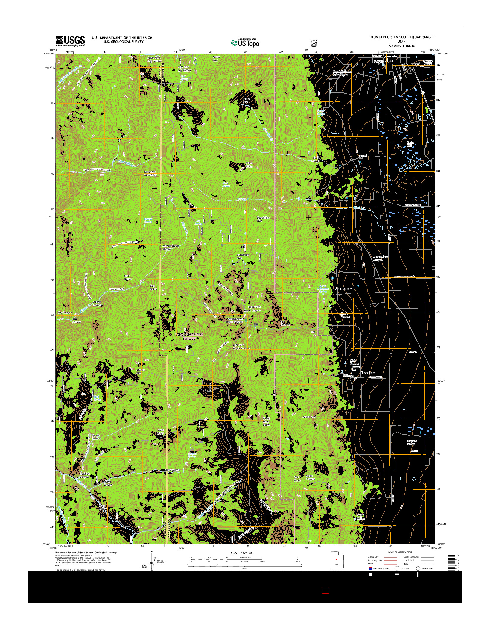 USGS US TOPO 7.5-MINUTE MAP FOR FOUNTAIN GREEN SOUTH, UT 2017