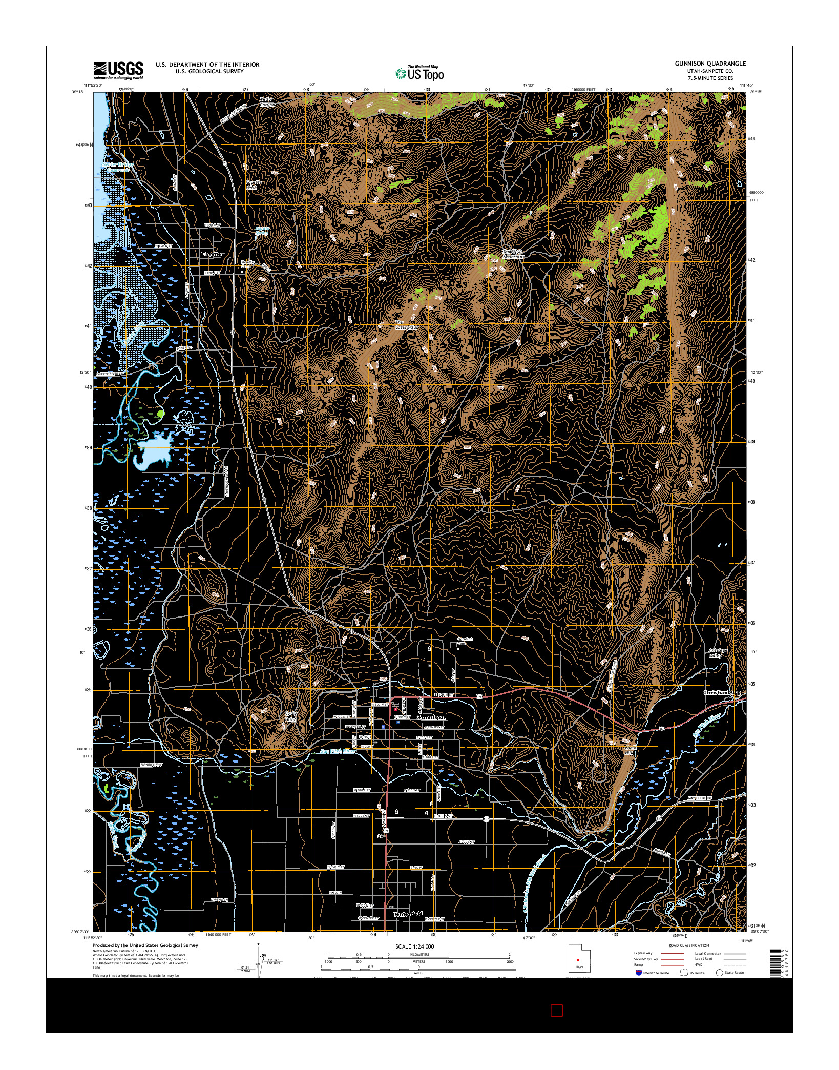 USGS US TOPO 7.5-MINUTE MAP FOR GUNNISON, UT 2017