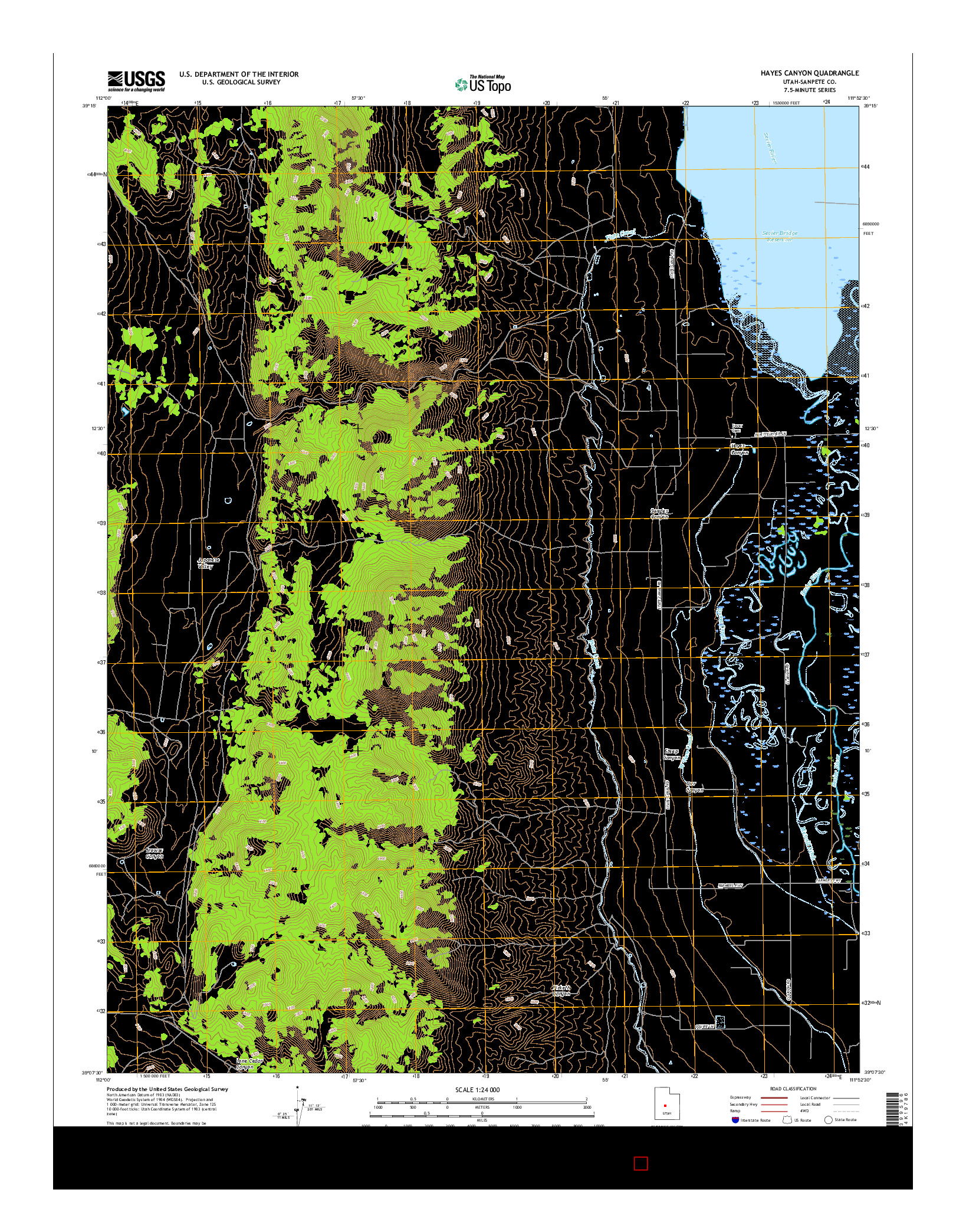 USGS US TOPO 7.5-MINUTE MAP FOR HAYES CANYON, UT 2017