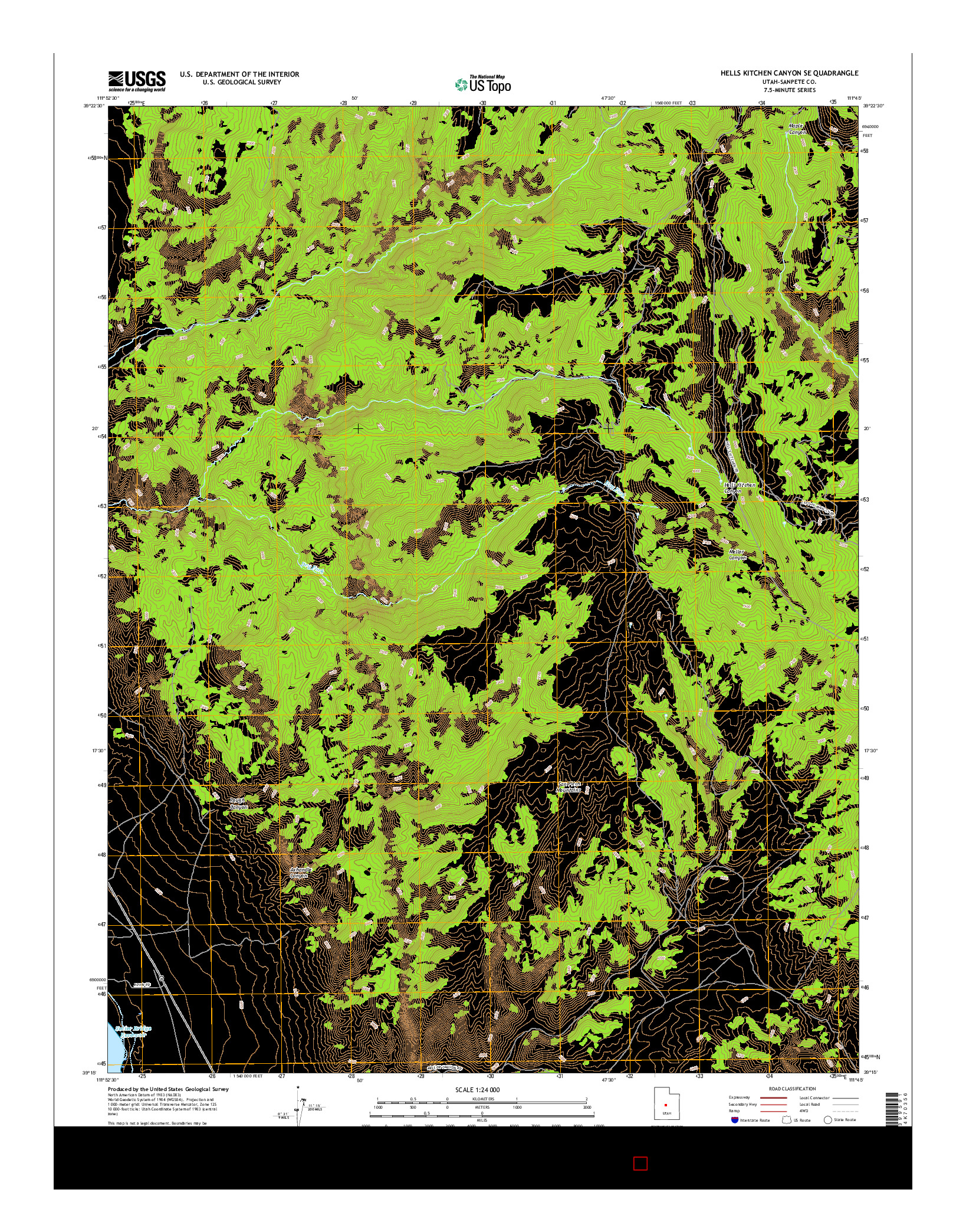 USGS US TOPO 7.5-MINUTE MAP FOR HELLS KITCHEN CANYON SE, UT 2017