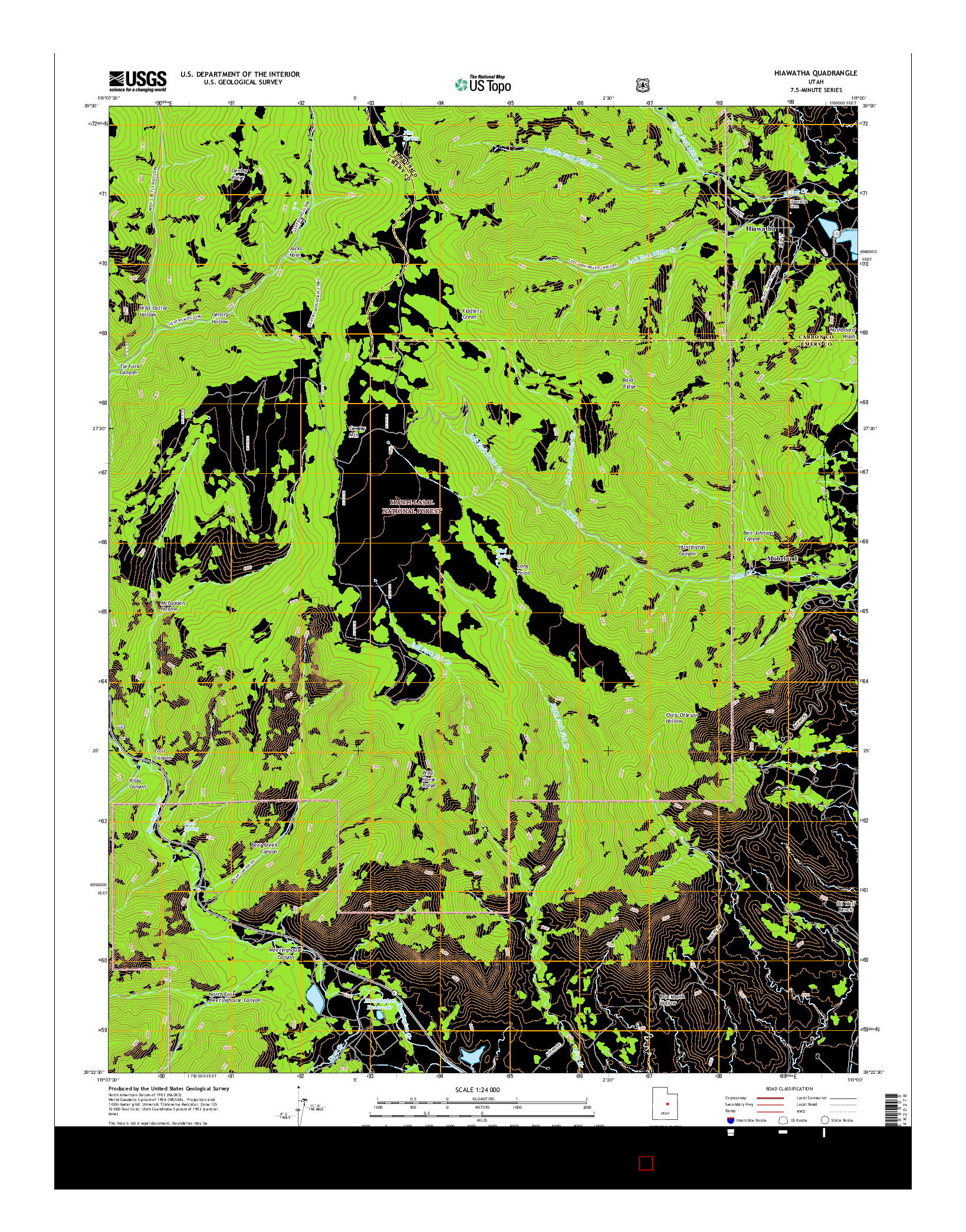USGS US TOPO 7.5-MINUTE MAP FOR HIAWATHA, UT 2017