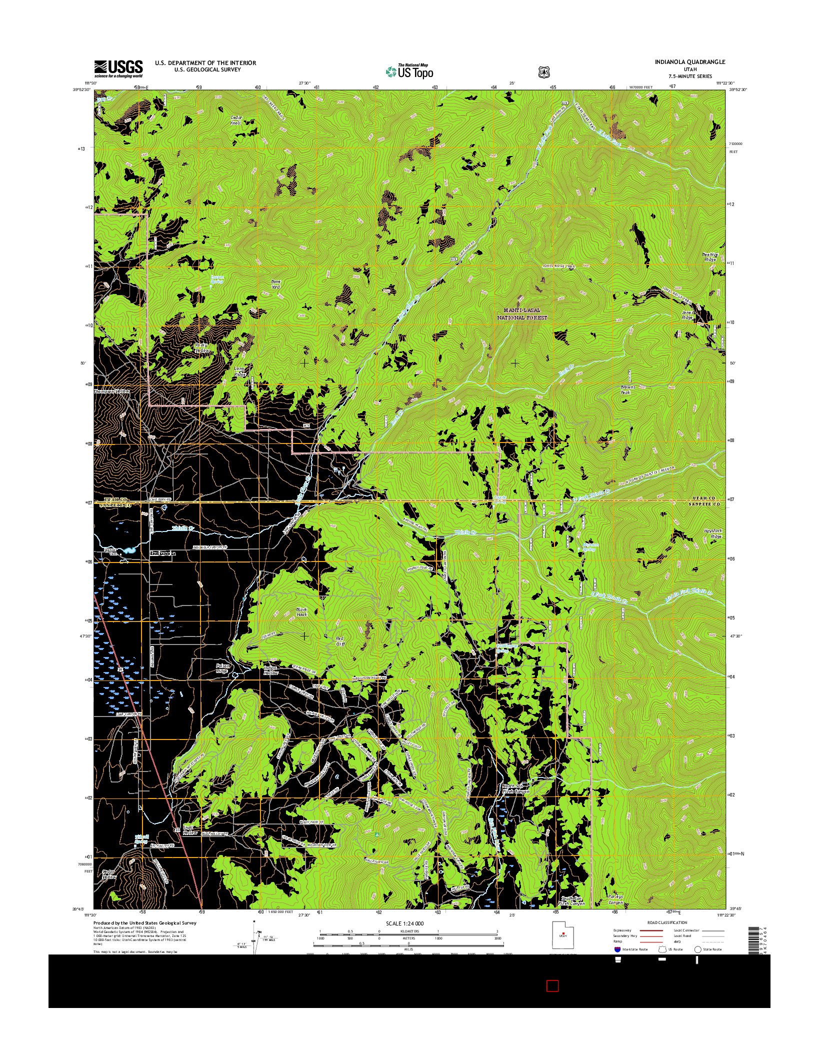 USGS US TOPO 7.5-MINUTE MAP FOR INDIANOLA, UT 2017