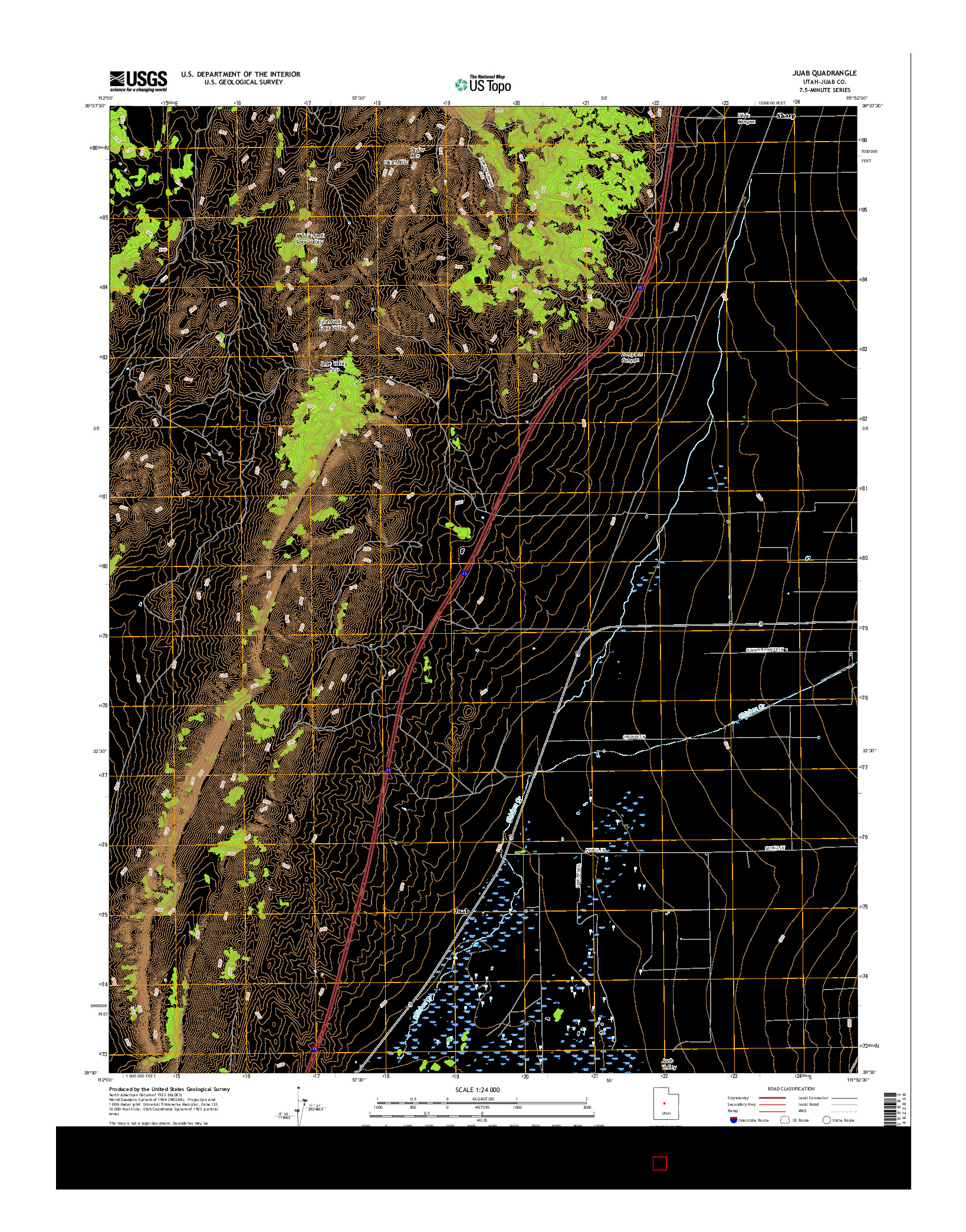 USGS US TOPO 7.5-MINUTE MAP FOR JUAB, UT 2017