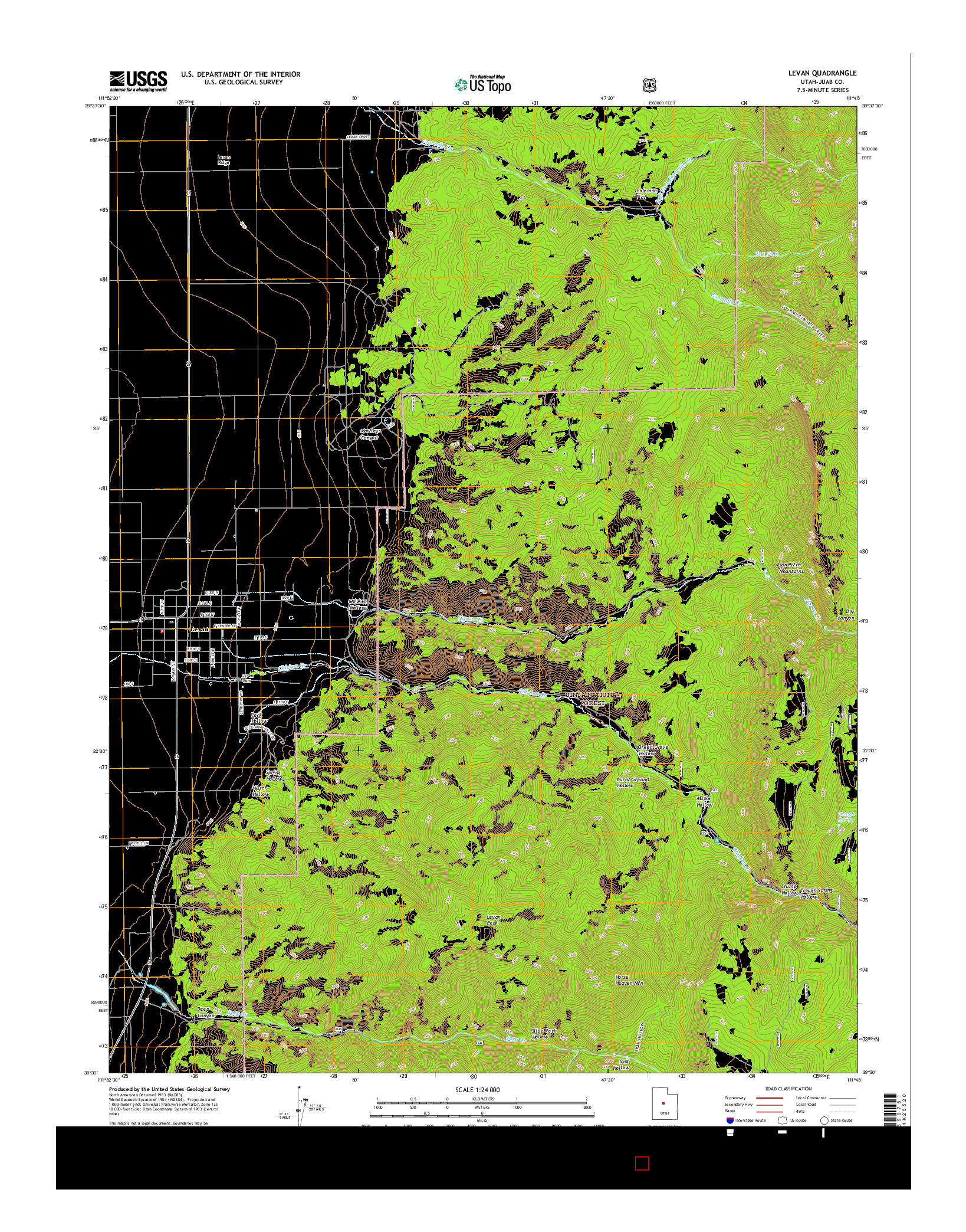 USGS US TOPO 7.5-MINUTE MAP FOR LEVAN, UT 2017