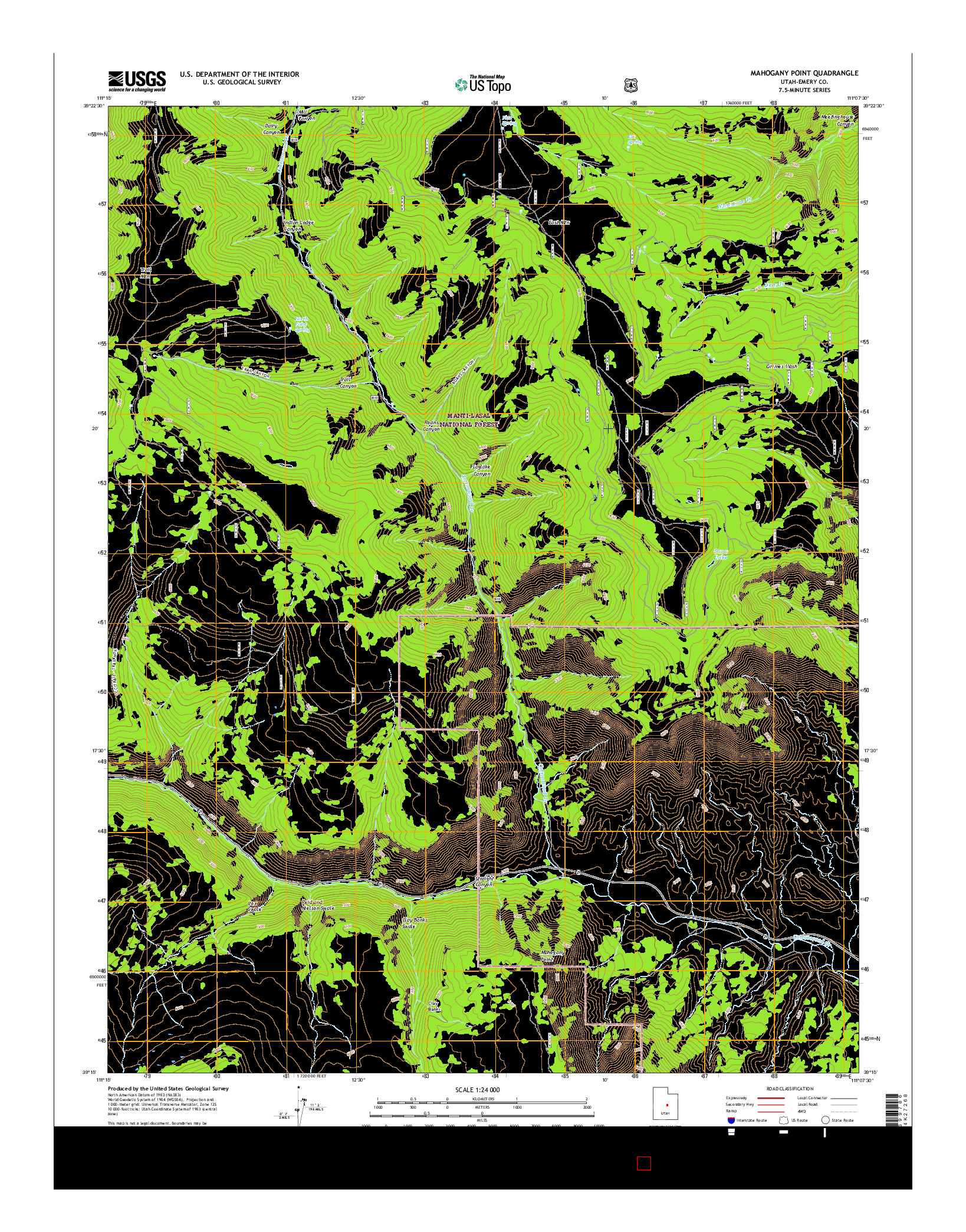 USGS US TOPO 7.5-MINUTE MAP FOR MAHOGANY POINT, UT 2017