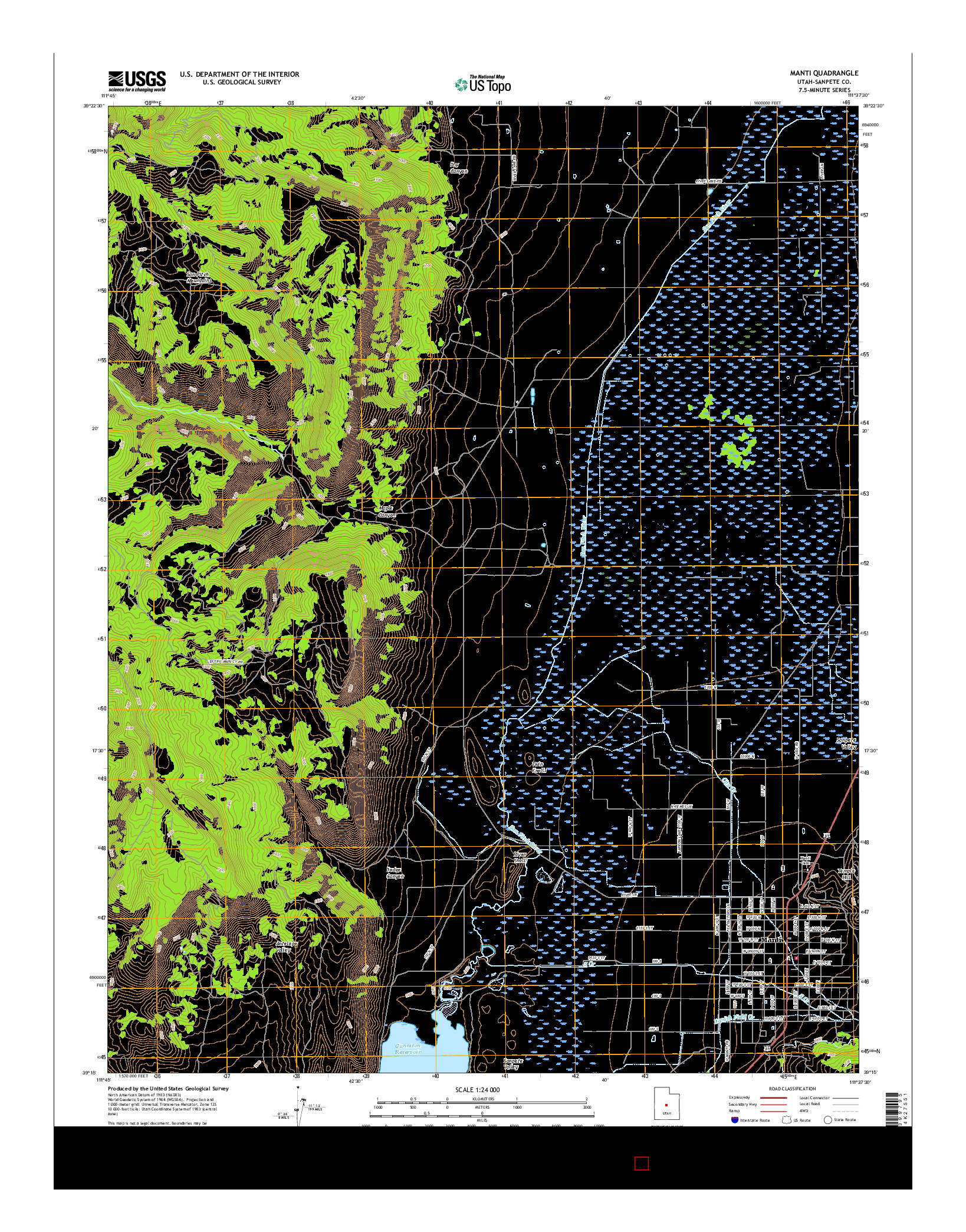 USGS US TOPO 7.5-MINUTE MAP FOR MANTI, UT 2017