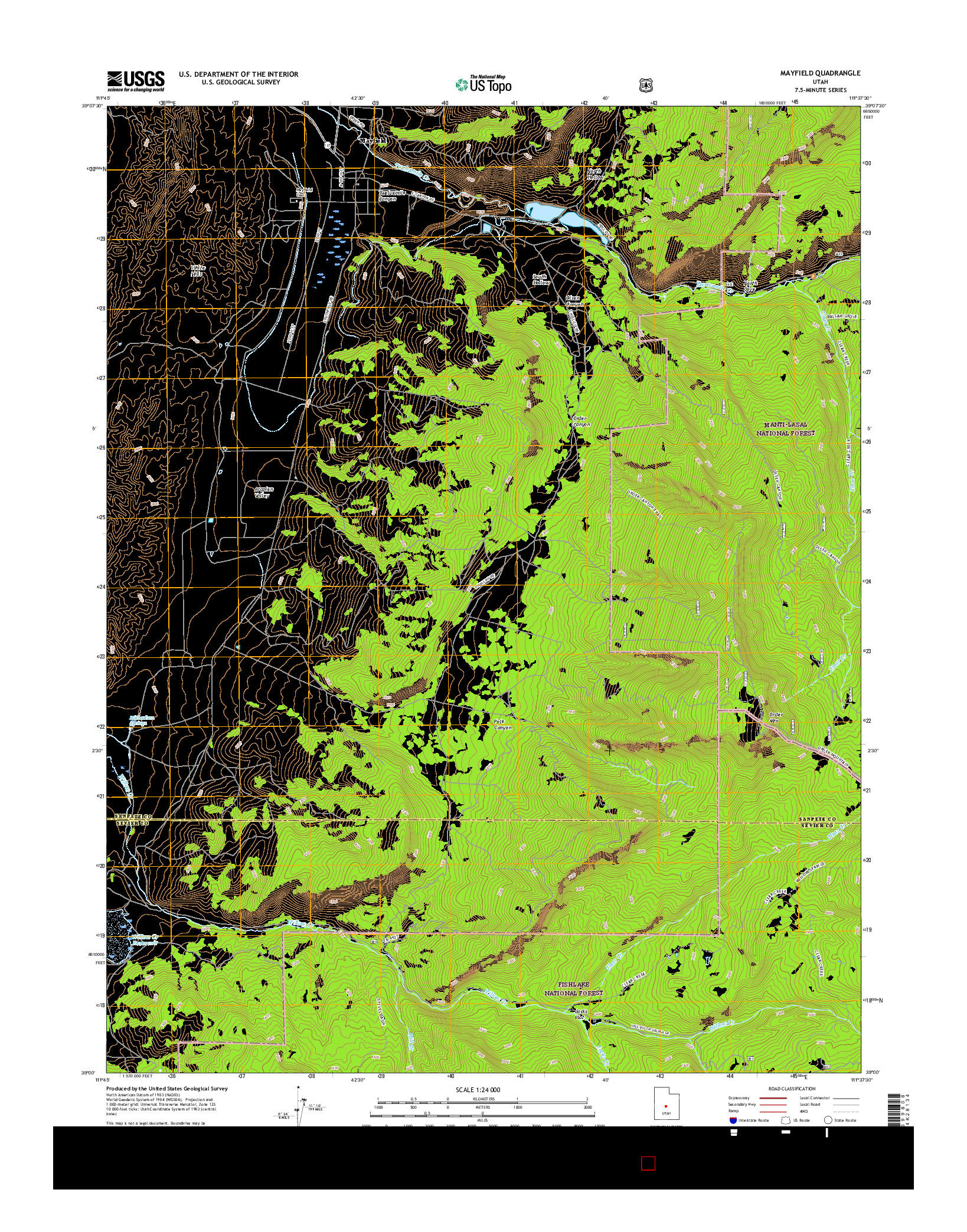 USGS US TOPO 7.5-MINUTE MAP FOR MAYFIELD, UT 2017