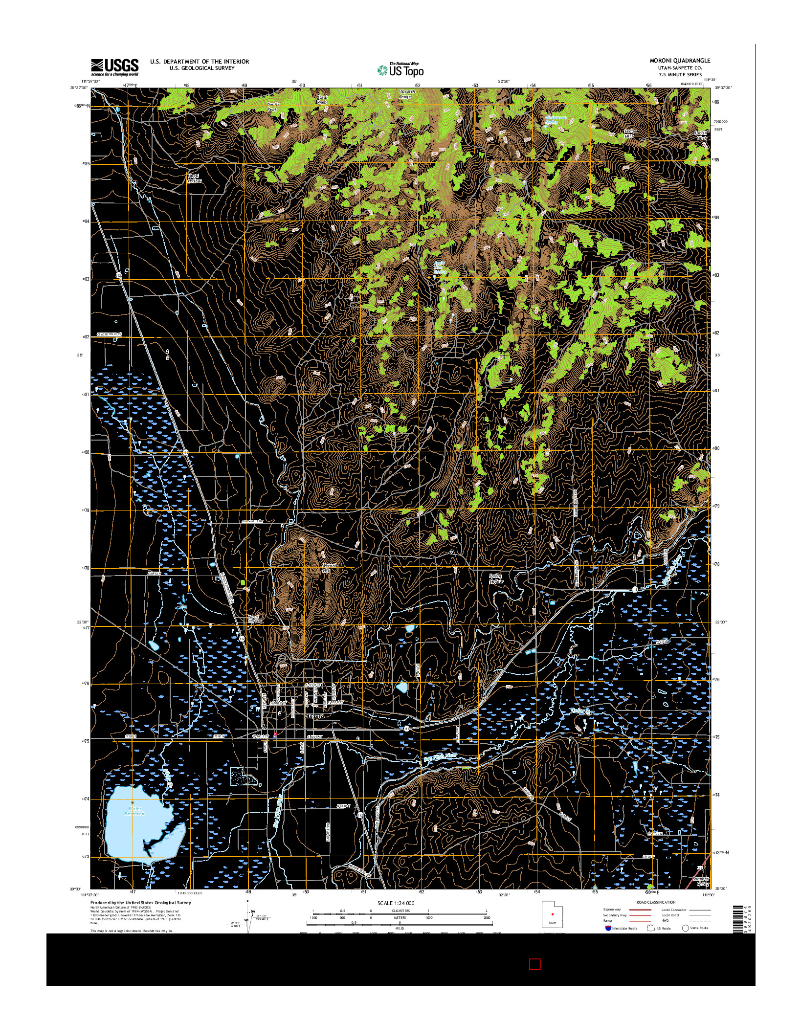 USGS US TOPO 7.5-MINUTE MAP FOR MORONI, UT 2017