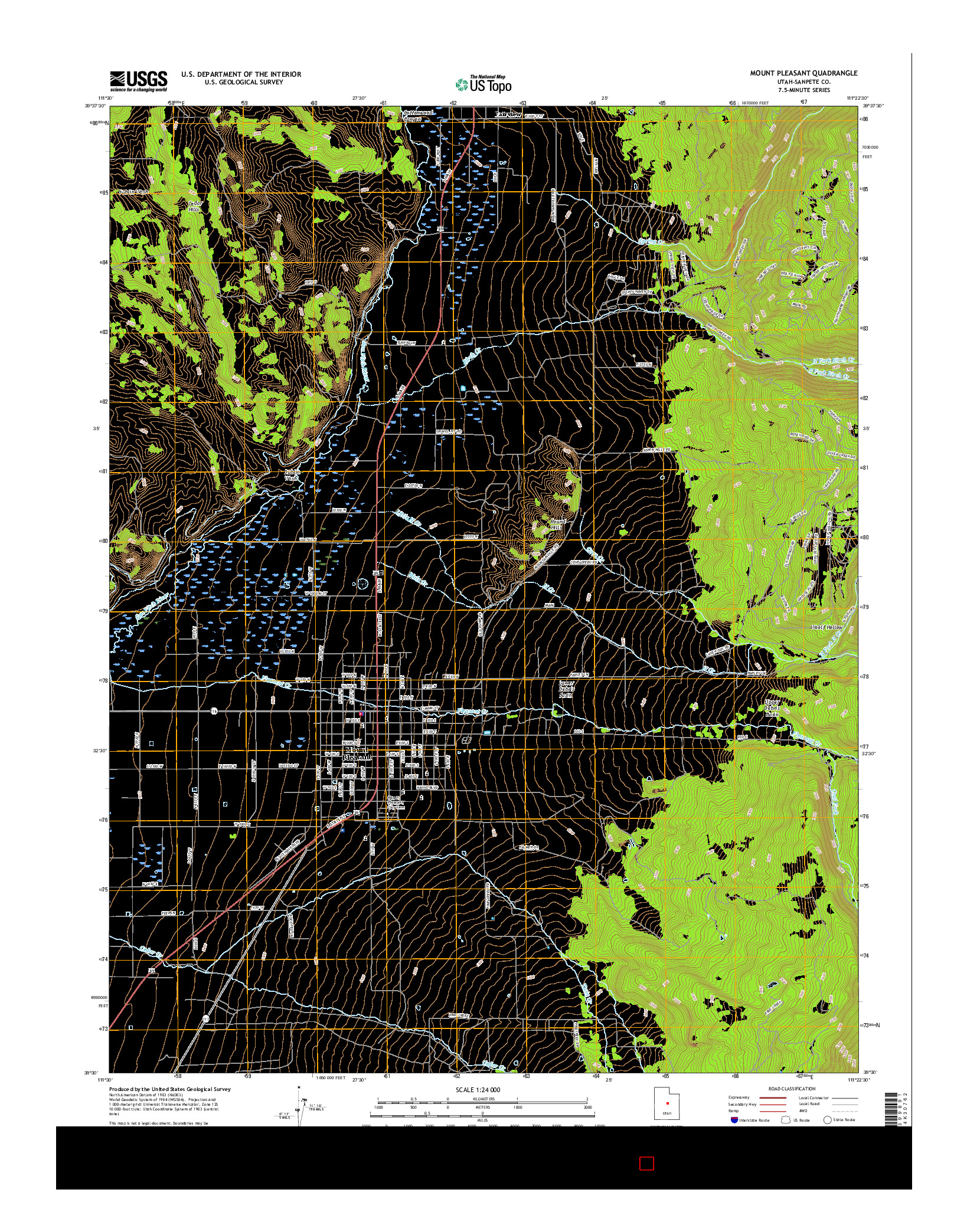 USGS US TOPO 7.5-MINUTE MAP FOR MOUNT PLEASANT, UT 2017