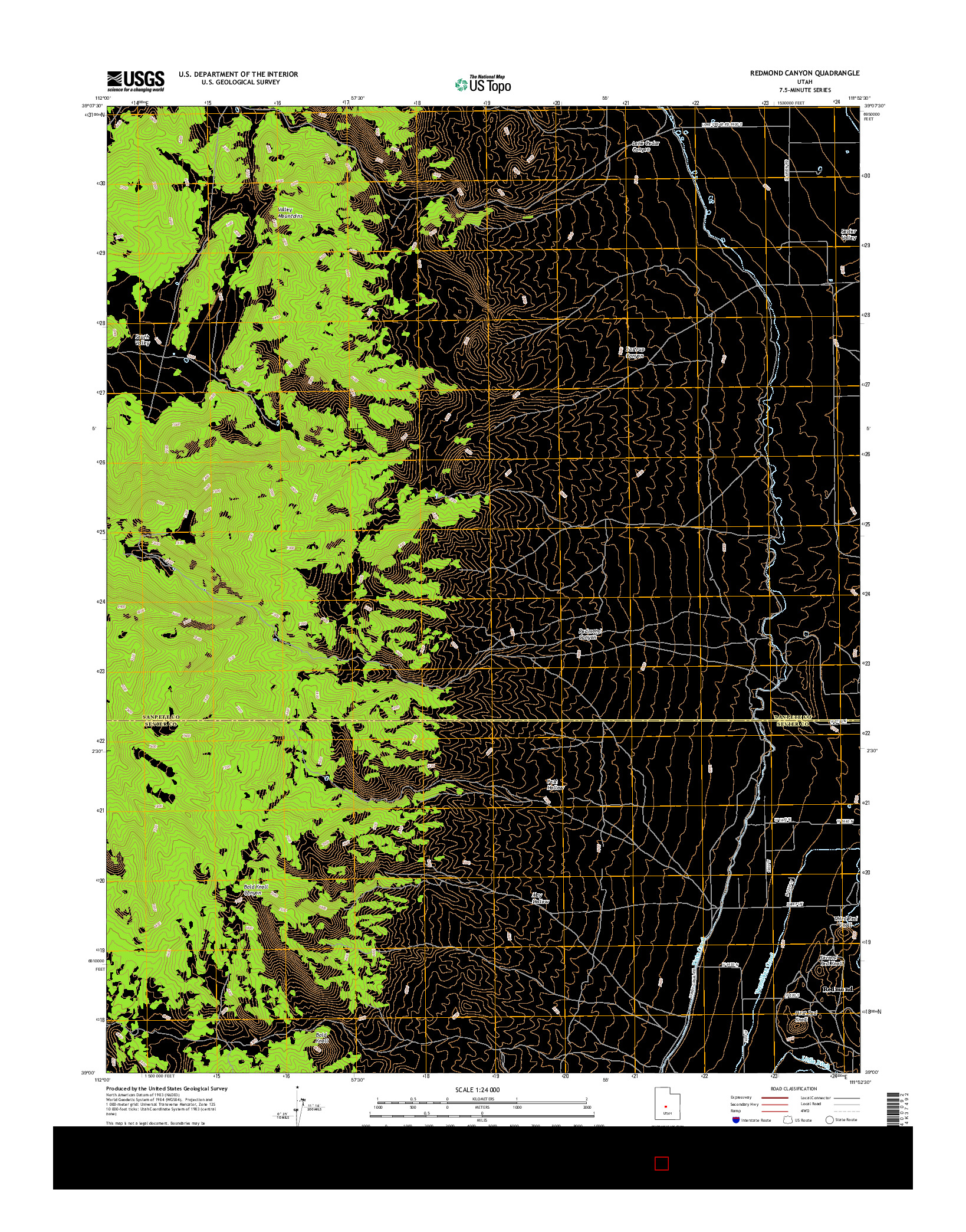 USGS US TOPO 7.5-MINUTE MAP FOR REDMOND CANYON, UT 2017