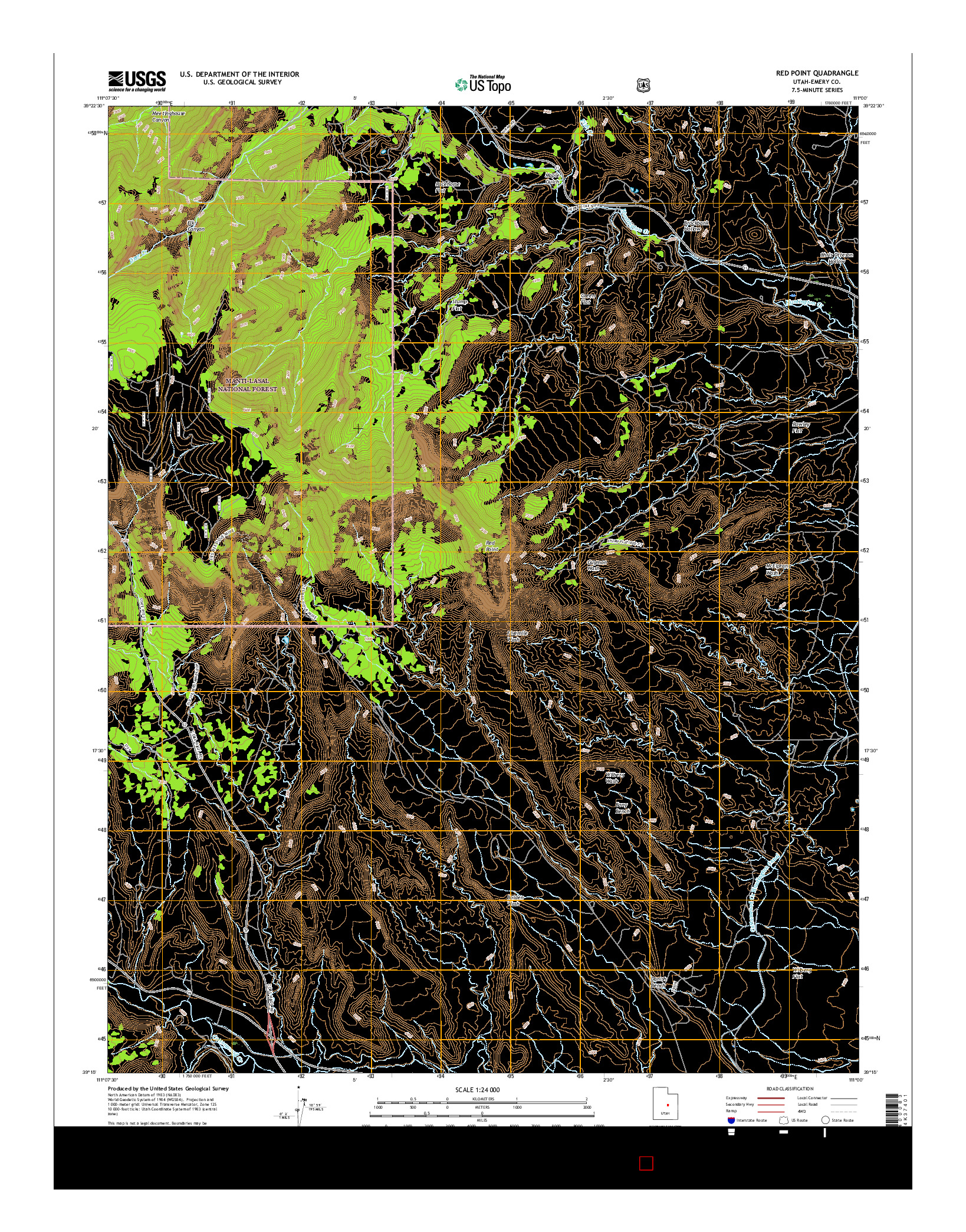 USGS US TOPO 7.5-MINUTE MAP FOR RED POINT, UT 2017