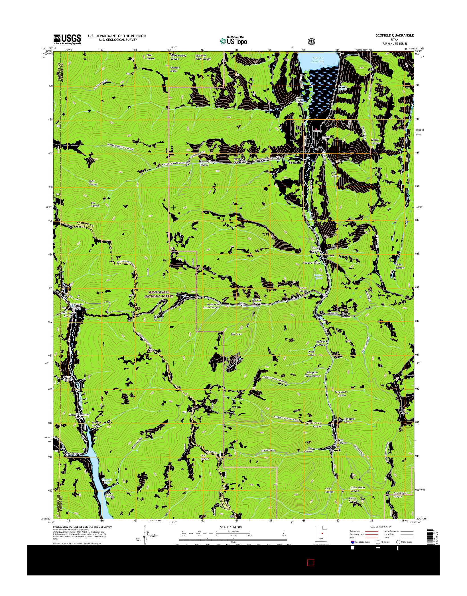 USGS US TOPO 7.5-MINUTE MAP FOR SCOFIELD, UT 2017