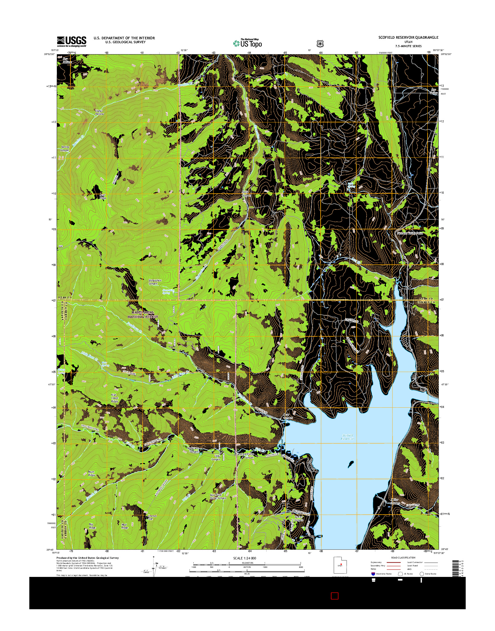 USGS US TOPO 7.5-MINUTE MAP FOR SCOFIELD RESERVOIR, UT 2017