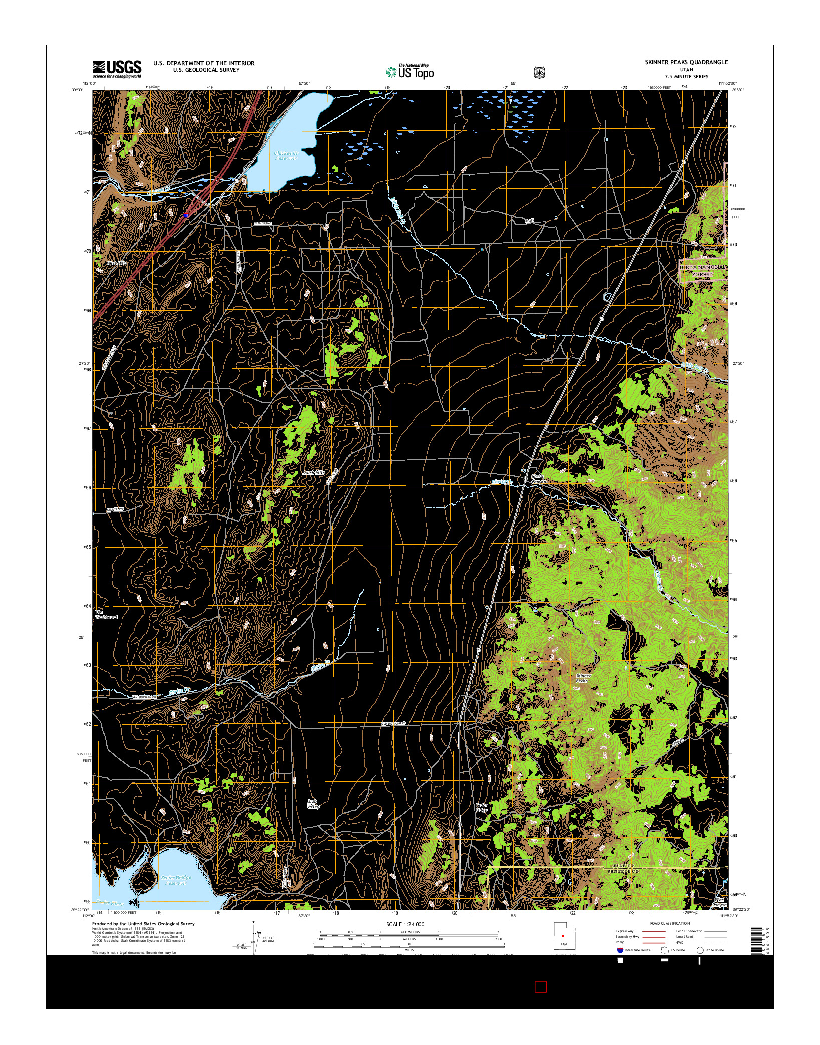 USGS US TOPO 7.5-MINUTE MAP FOR SKINNER PEAKS, UT 2017