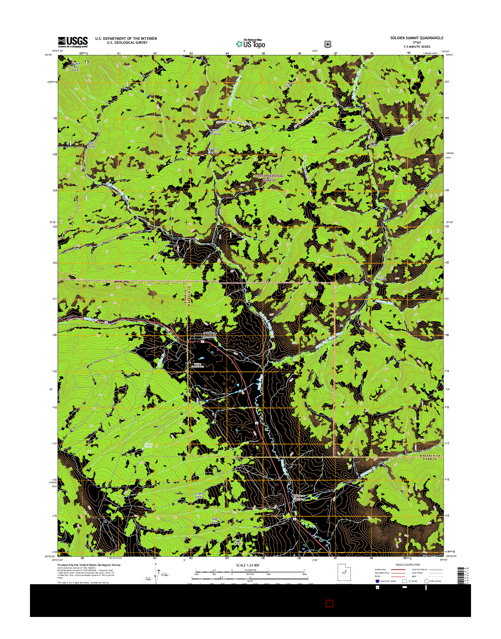 USGS US TOPO 7.5-MINUTE MAP FOR SOLDIER SUMMIT, UT 2017