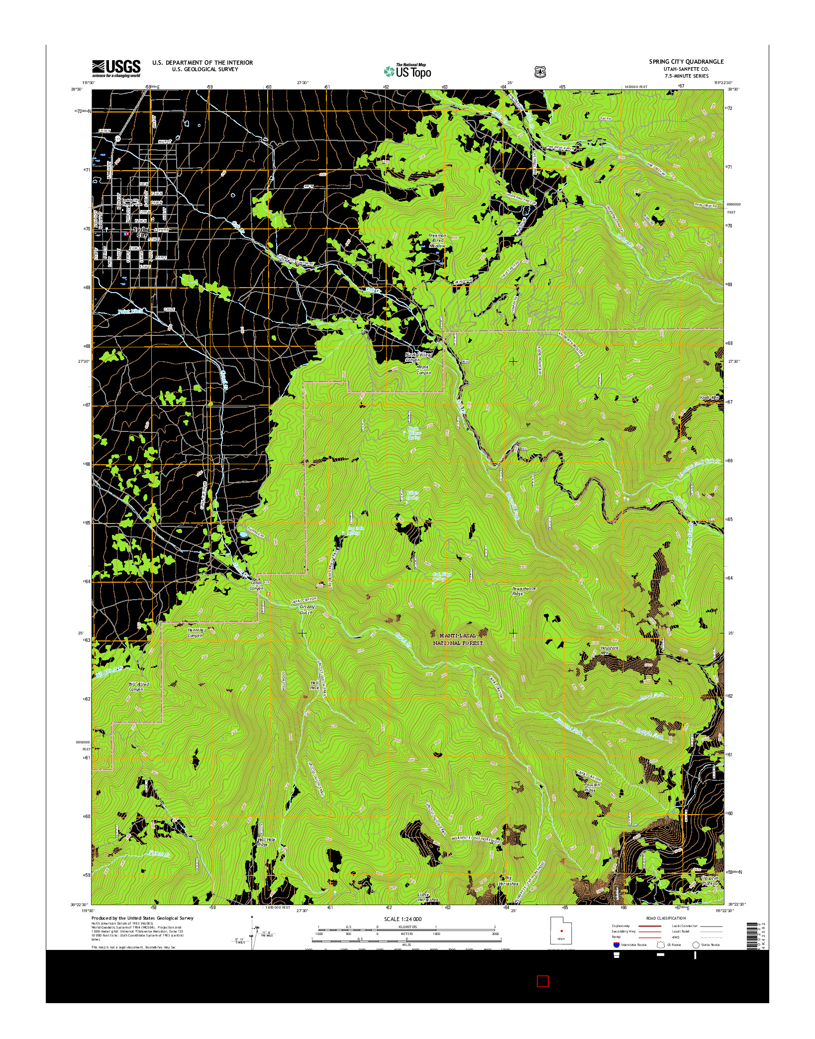 USGS US TOPO 7.5-MINUTE MAP FOR SPRING CITY, UT 2017