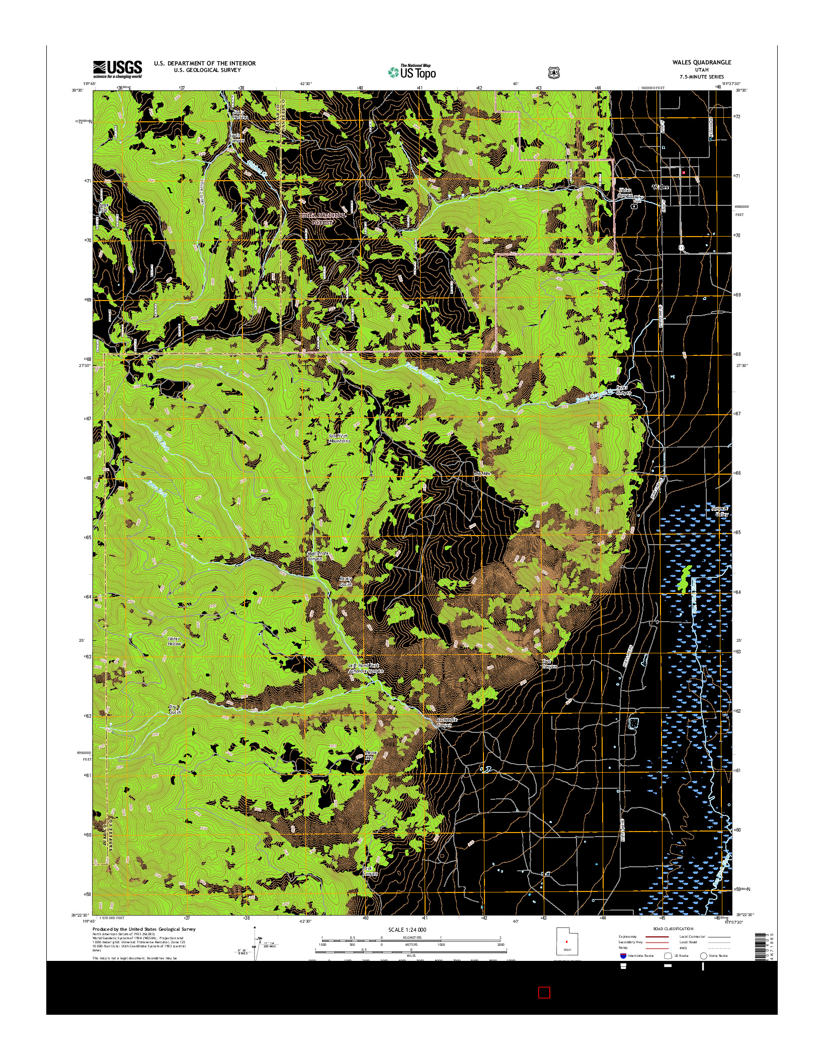 USGS US TOPO 7.5-MINUTE MAP FOR WALES, UT 2017