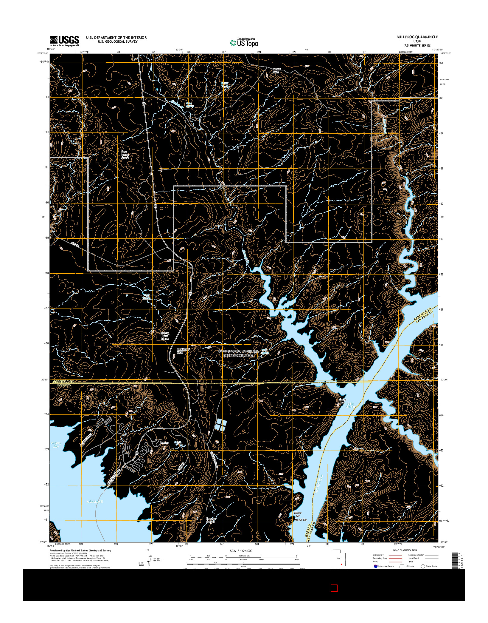 USGS US TOPO 7.5-MINUTE MAP FOR BULLFROG, UT 2017