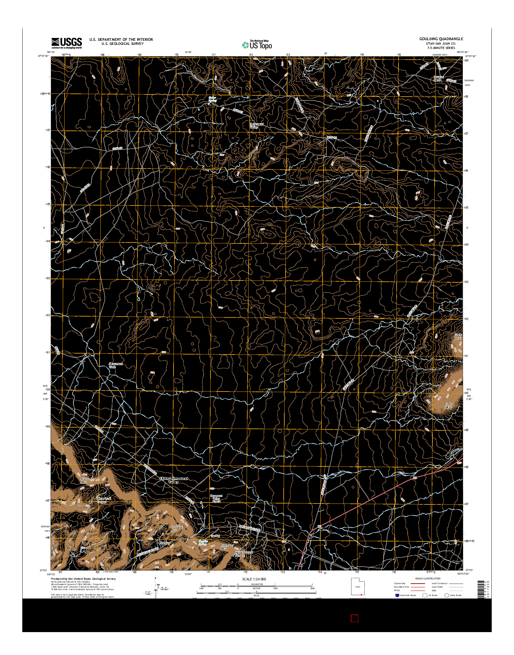 USGS US TOPO 7.5-MINUTE MAP FOR GOULDING, UT 2017