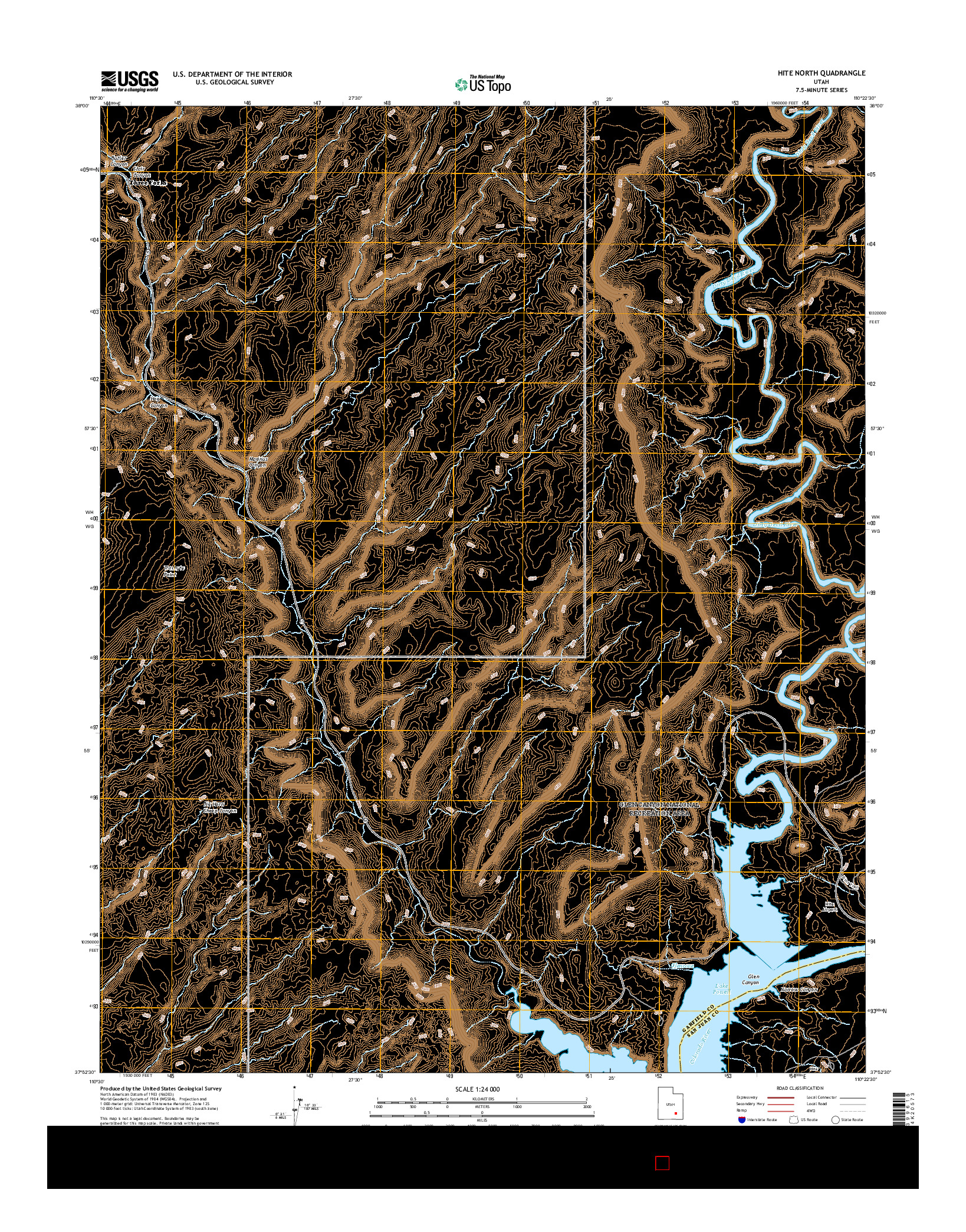 USGS US TOPO 7.5-MINUTE MAP FOR HITE NORTH, UT 2017