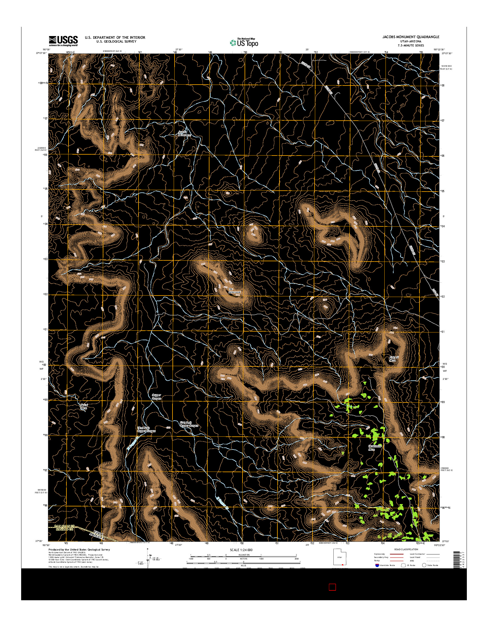 USGS US TOPO 7.5-MINUTE MAP FOR JACOBS MONUMENT, UT-AZ 2017