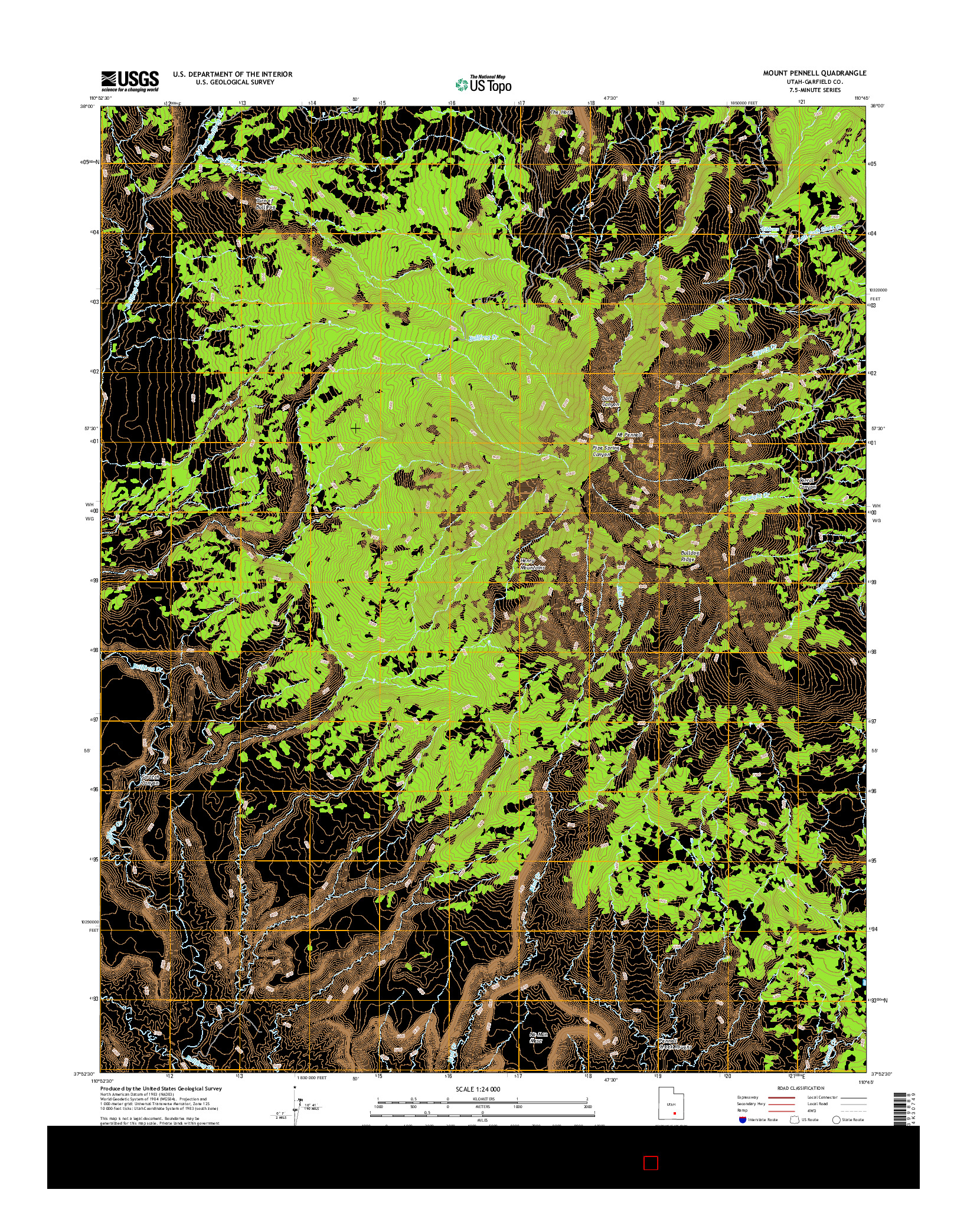 USGS US TOPO 7.5-MINUTE MAP FOR MOUNT PENNELL, UT 2017