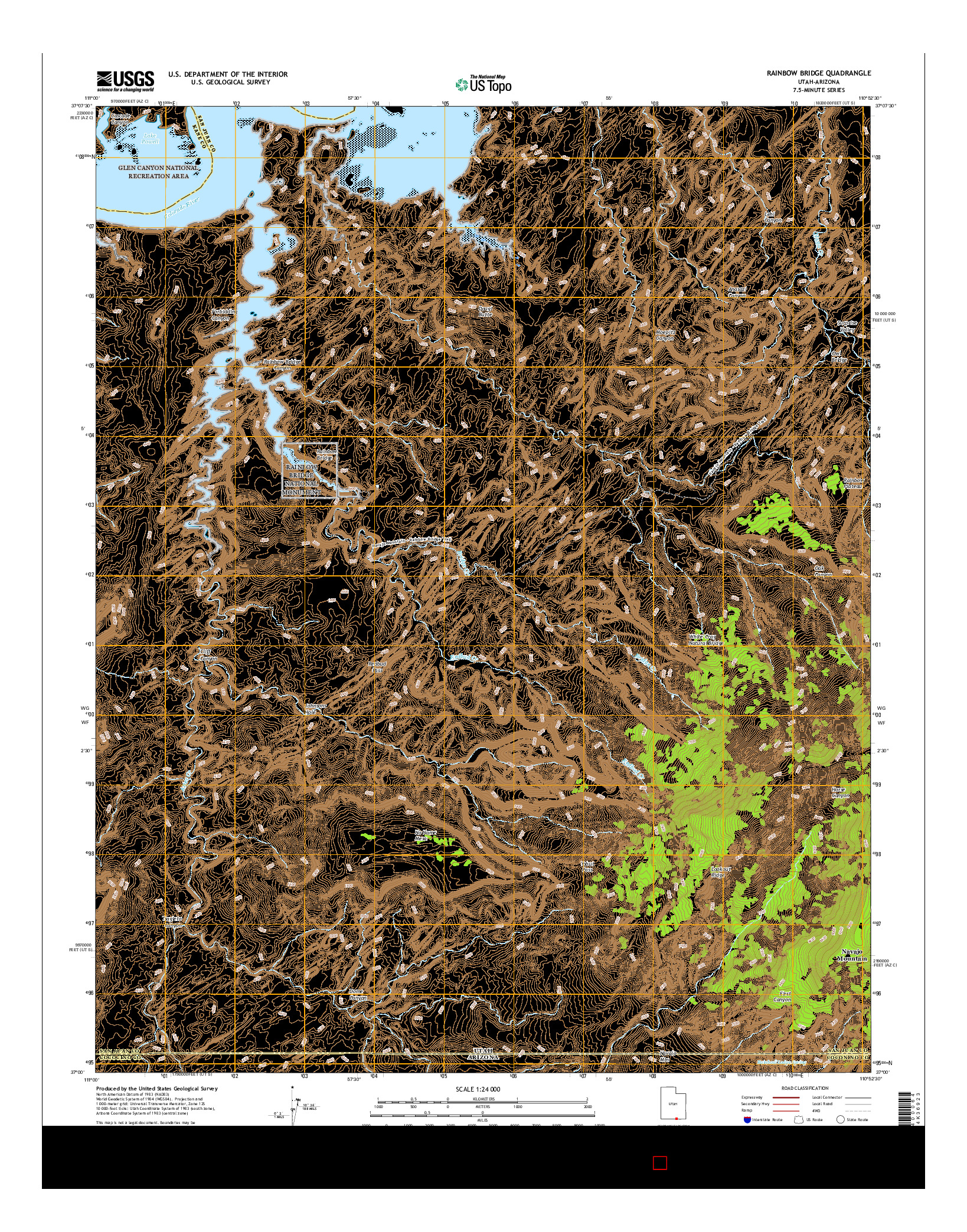 USGS US TOPO 7.5-MINUTE MAP FOR RAINBOW BRIDGE, UT-AZ 2017