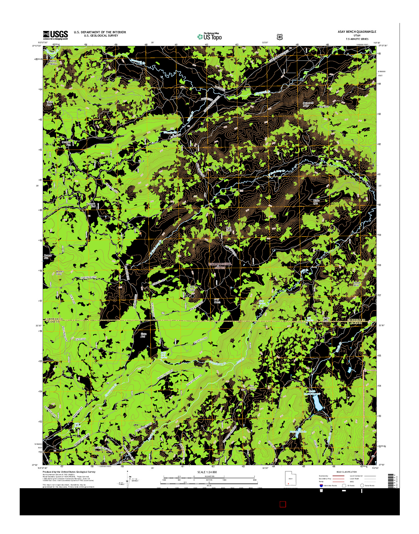USGS US TOPO 7.5-MINUTE MAP FOR ASAY BENCH, UT 2017