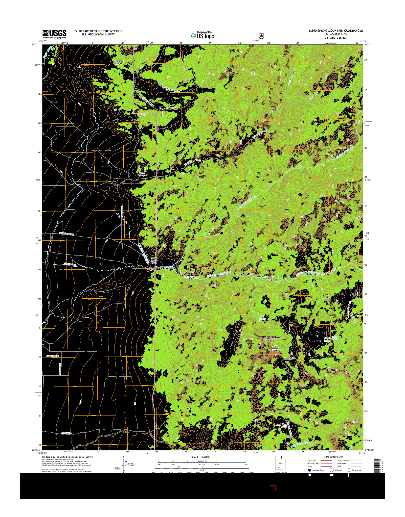 USGS US TOPO 7.5-MINUTE MAP FOR BLIND SPRING MOUNTAIN, UT 2017