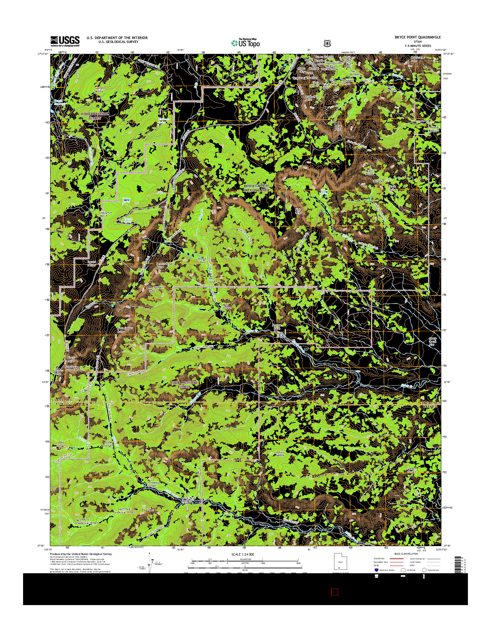 USGS US TOPO 7.5-MINUTE MAP FOR BRYCE POINT, UT 2017