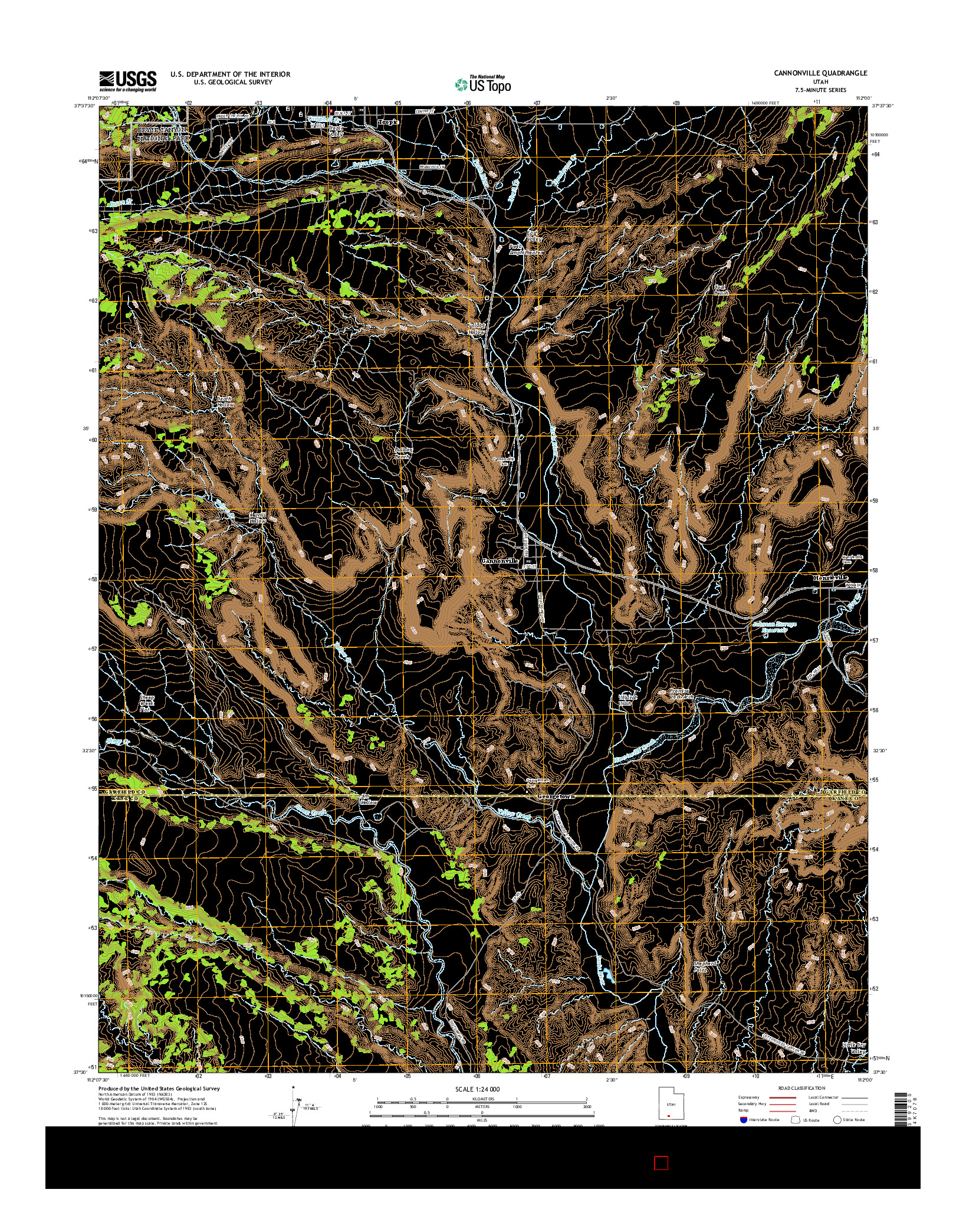 USGS US TOPO 7.5-MINUTE MAP FOR CANNONVILLE, UT 2017