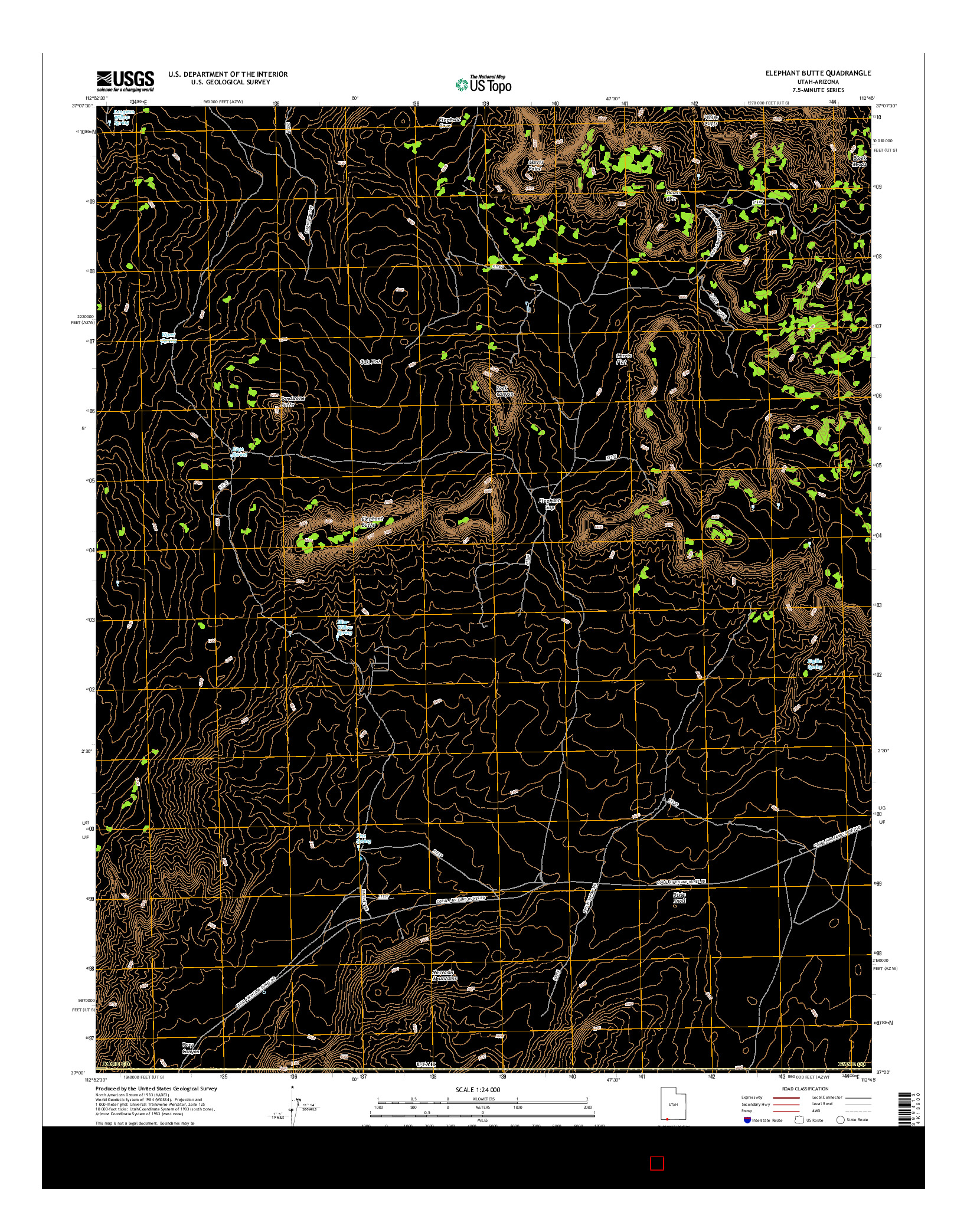 USGS US TOPO 7.5-MINUTE MAP FOR ELEPHANT BUTTE, UT-AZ 2017