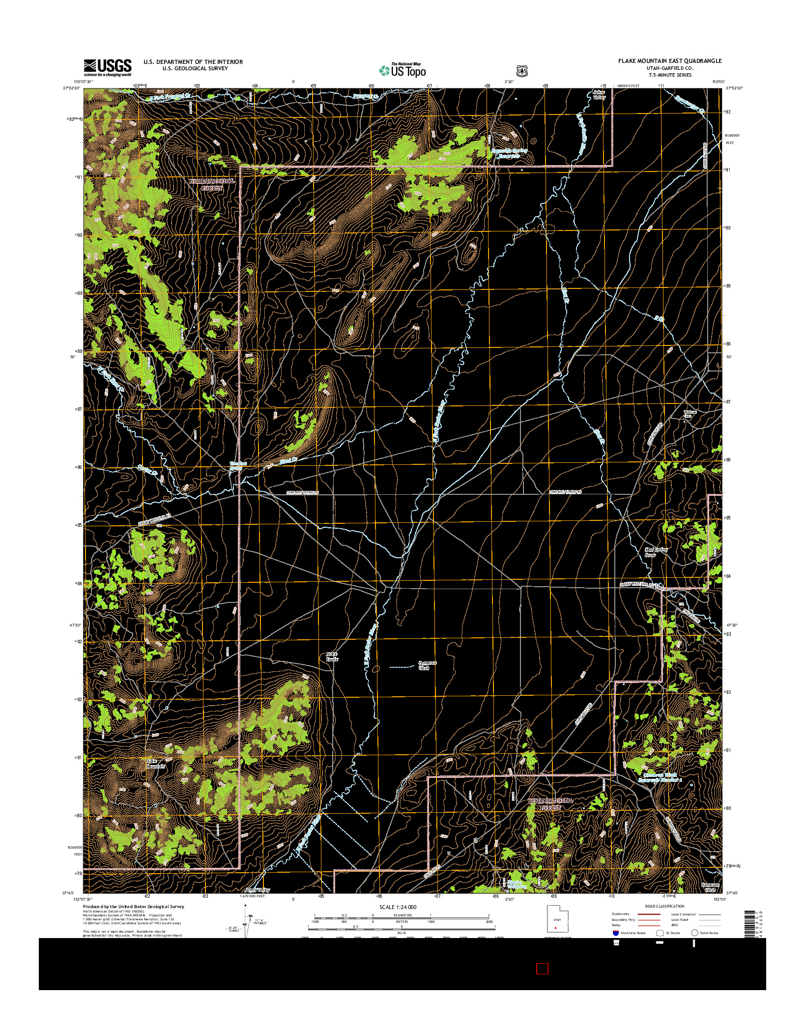 USGS US TOPO 7.5-MINUTE MAP FOR FLAKE MOUNTAIN EAST, UT 2017