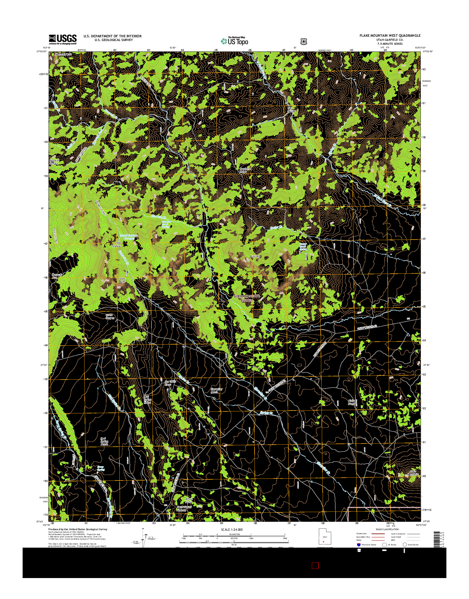 USGS US TOPO 7.5-MINUTE MAP FOR FLAKE MOUNTAIN WEST, UT 2017