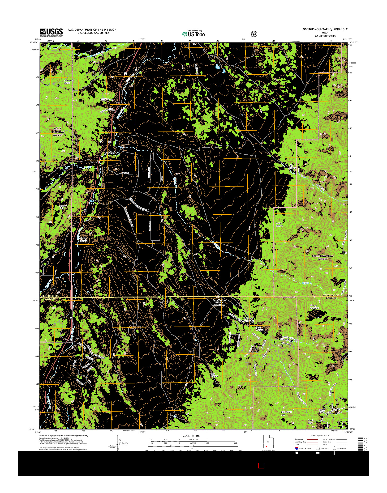 USGS US TOPO 7.5-MINUTE MAP FOR GEORGE MOUNTAIN, UT 2017