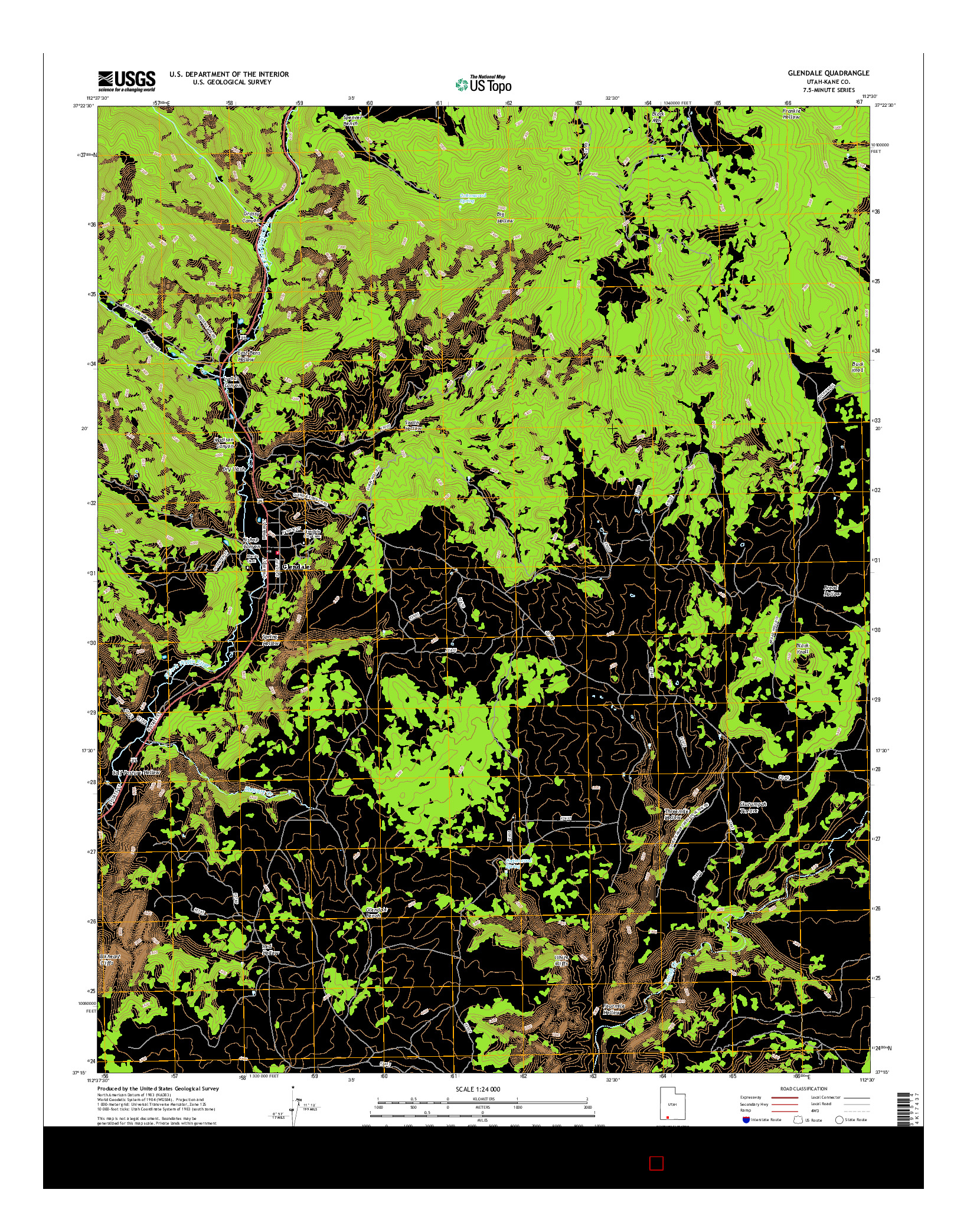 USGS US TOPO 7.5-MINUTE MAP FOR GLENDALE, UT 2017