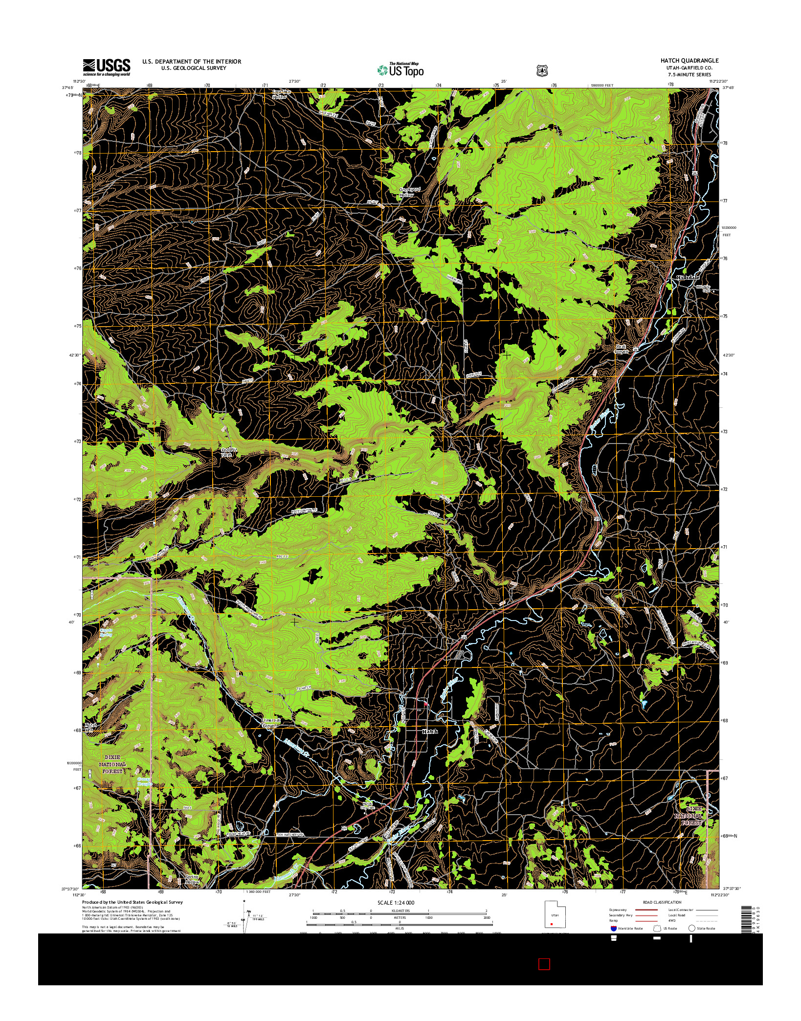 USGS US TOPO 7.5-MINUTE MAP FOR HATCH, UT 2017