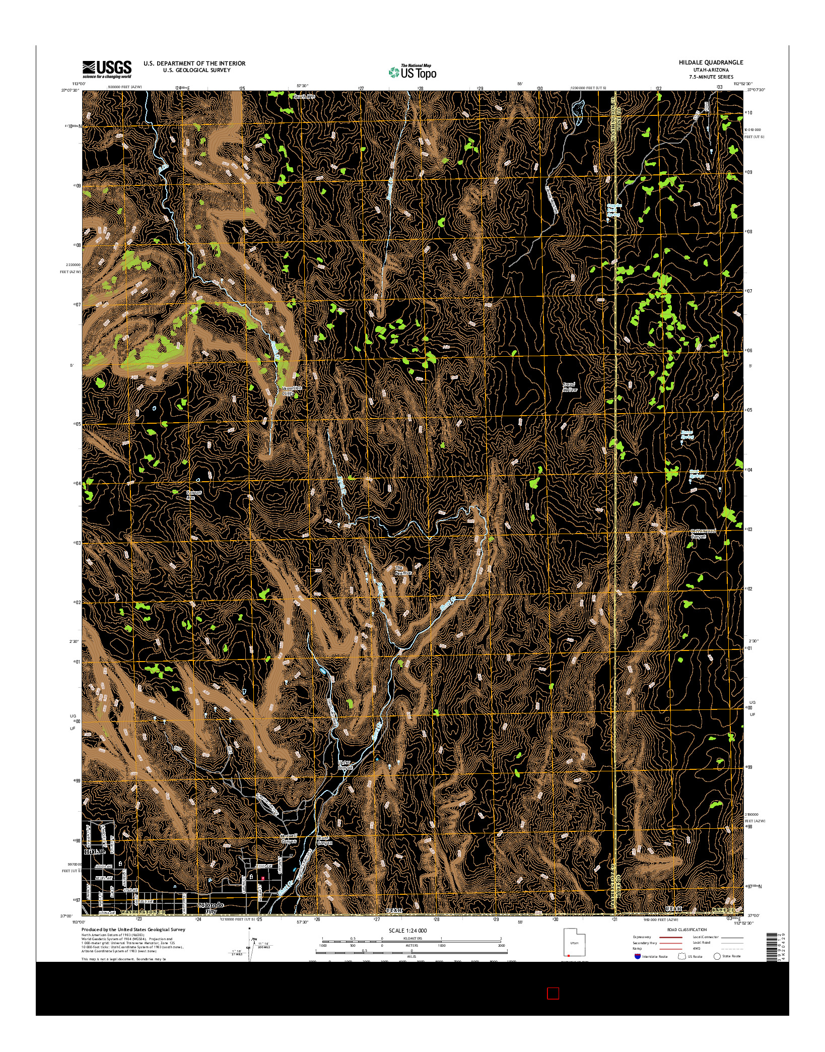 USGS US TOPO 7.5-MINUTE MAP FOR HILDALE, UT-AZ 2017