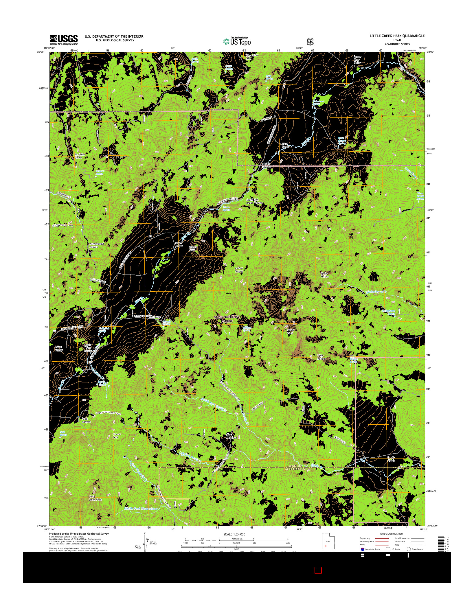 USGS US TOPO 7.5-MINUTE MAP FOR LITTLE CREEK PEAK, UT 2017