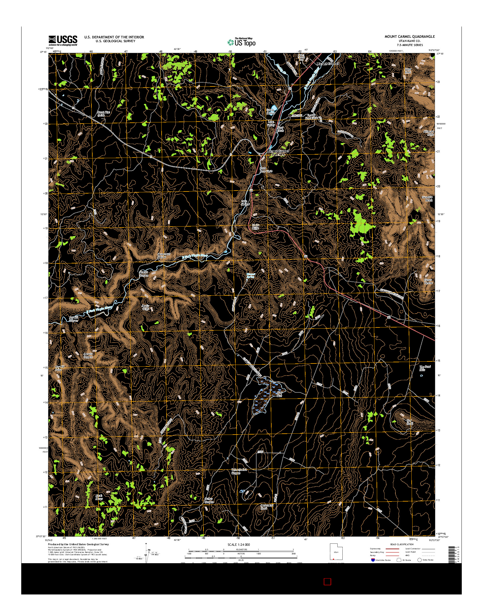 USGS US TOPO 7.5-MINUTE MAP FOR MOUNT CARMEL, UT 2017