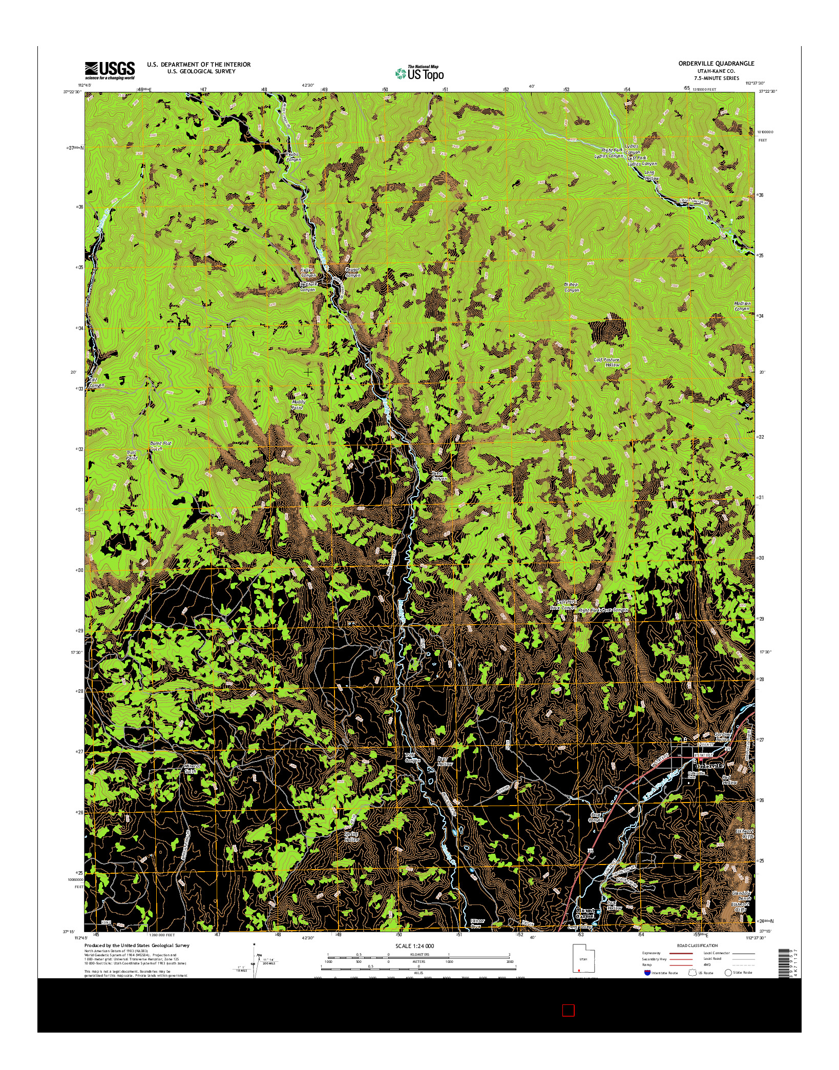 USGS US TOPO 7.5-MINUTE MAP FOR ORDERVILLE, UT 2017