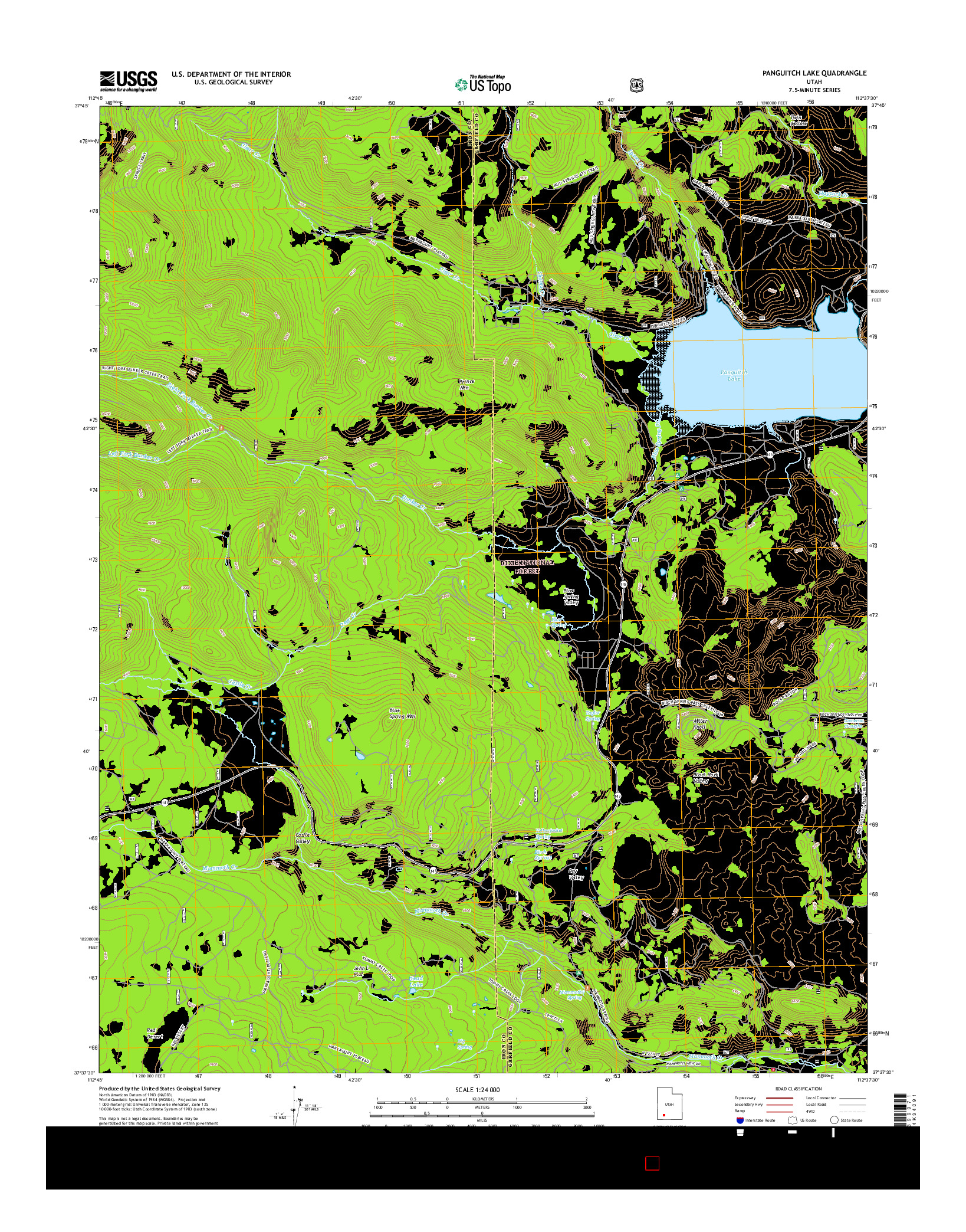 USGS US TOPO 7.5-MINUTE MAP FOR PANGUITCH LAKE, UT 2017